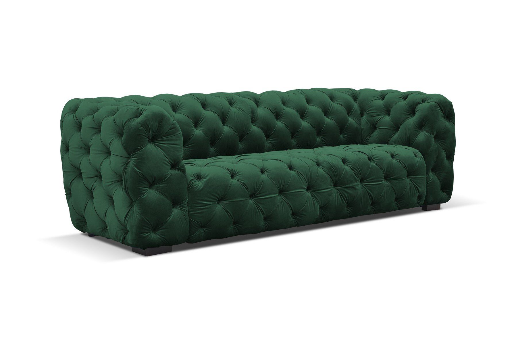 Fun 3-Sitzer Grün Sofa Rundumbezug in Stoff, NATALIE Sofa Teile, Möbel 1 Designer-Sofa