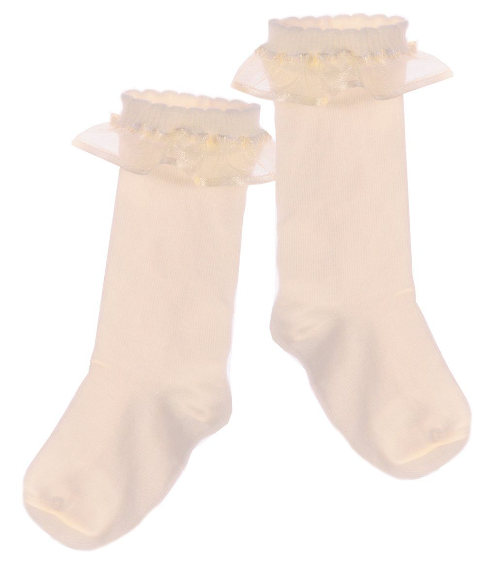 La Bortini Kniestrümpfe Kniestrümpfe Socken für Baby und Kinder Strümpfe mit Rüschen festlich