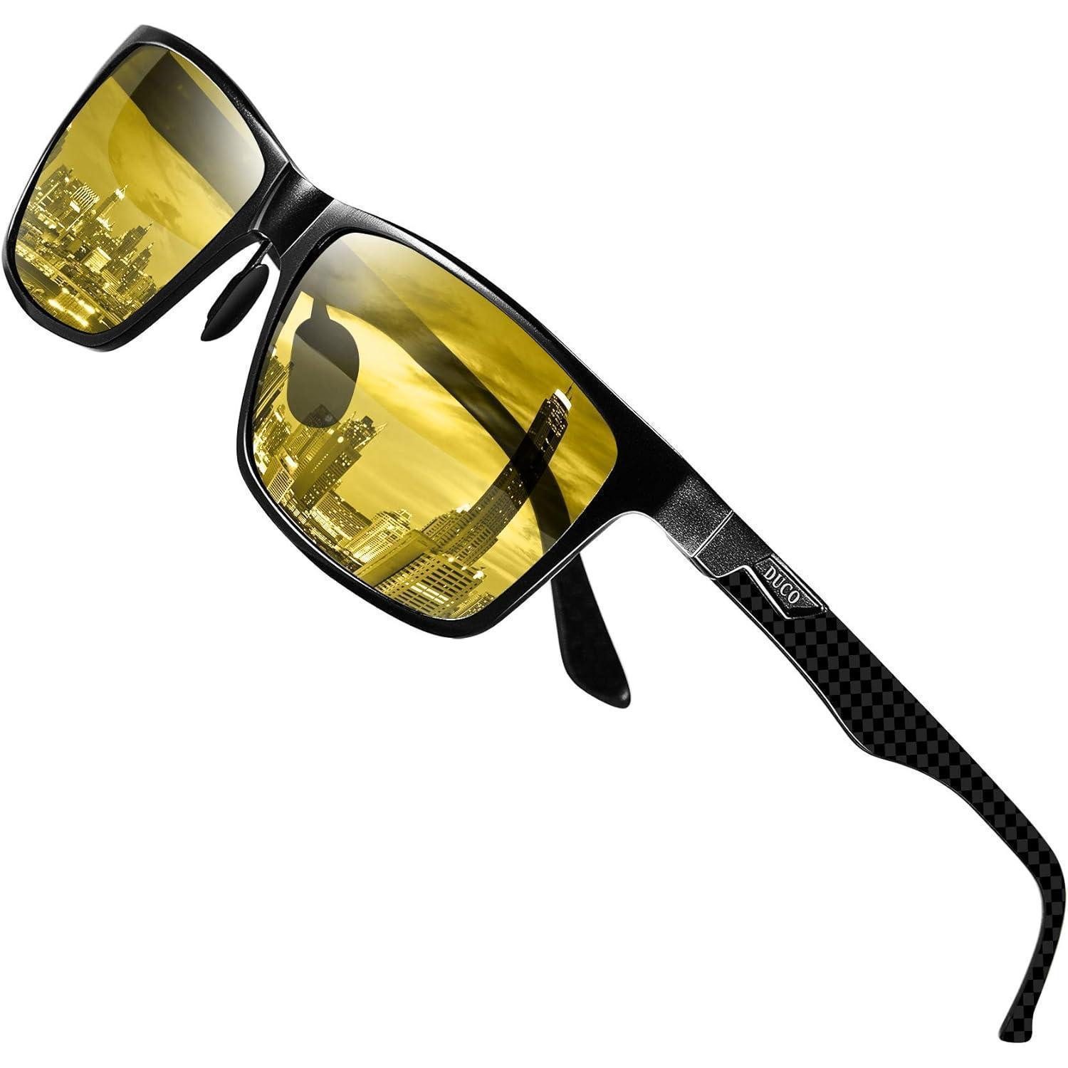 Sonnenbrille Nachtsichtbrille Unisex polarisiert Kohlefaserrahmen gelbe Linsen