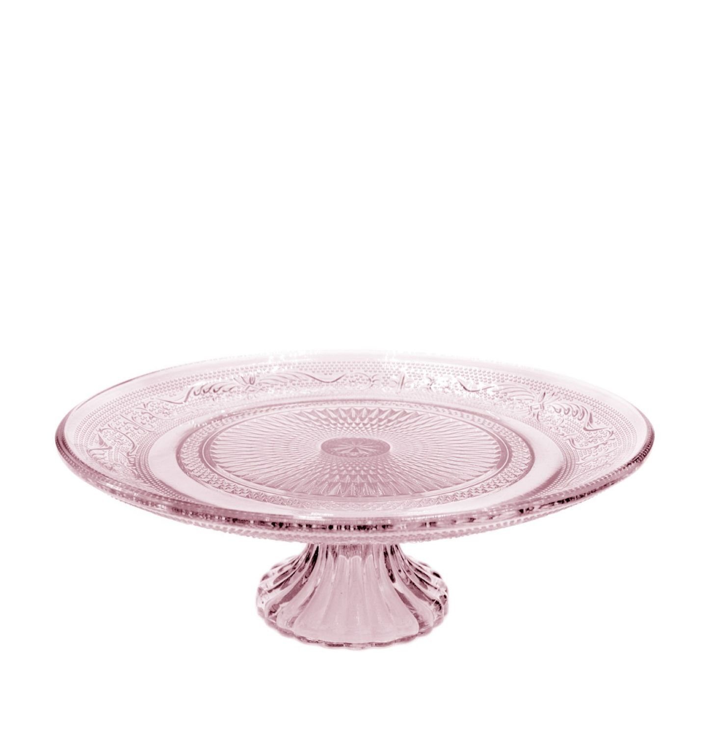 NaDeco Dekovase Tortenplatte Glas mit Fuß, Farbe Rosa, Größe Ø 23 x H 8cm