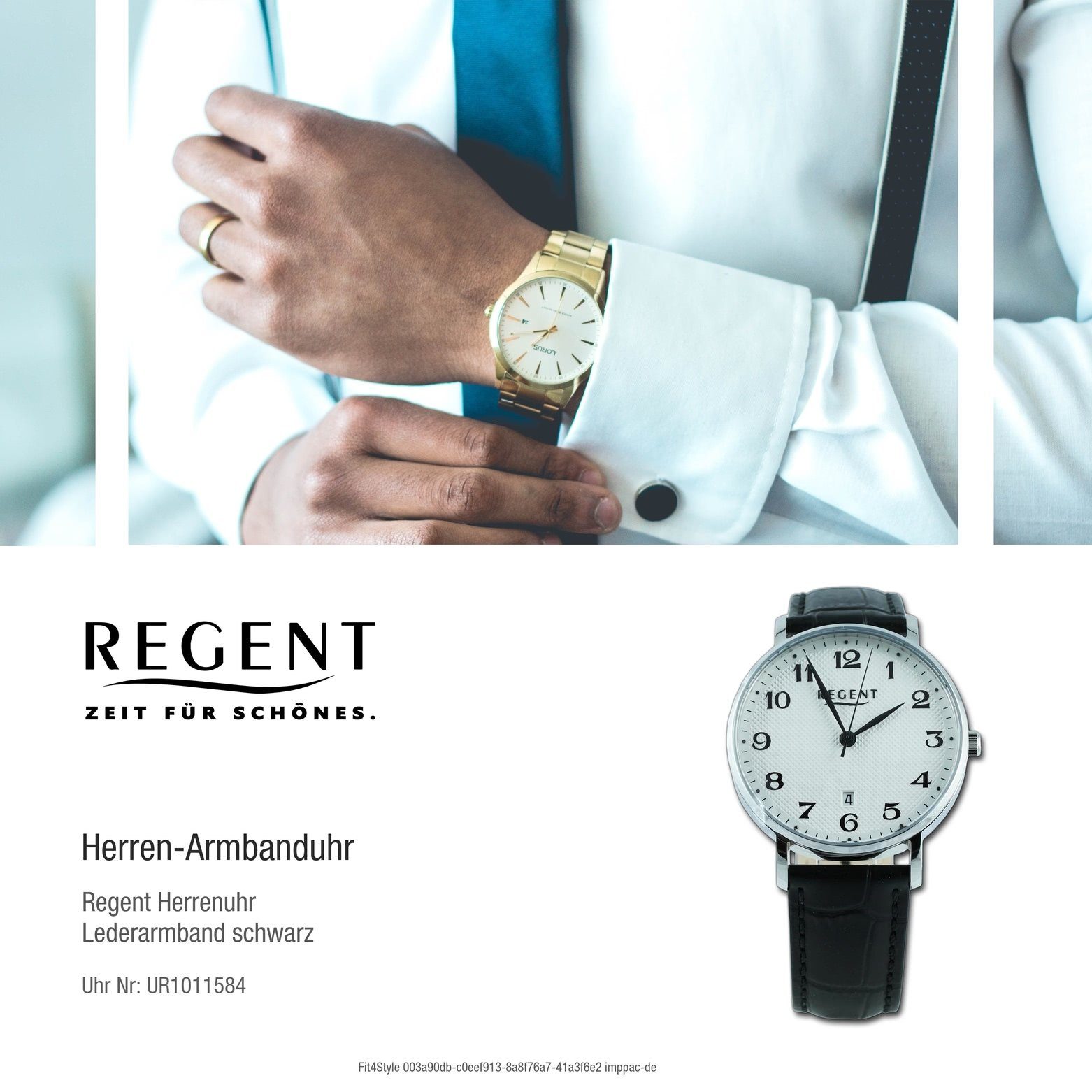 Herren 39mm), Armbanduhr Analog, Armbanduhr Regent Quarzuhr Herren Lederarmband extra Regent groß rund, (ca.