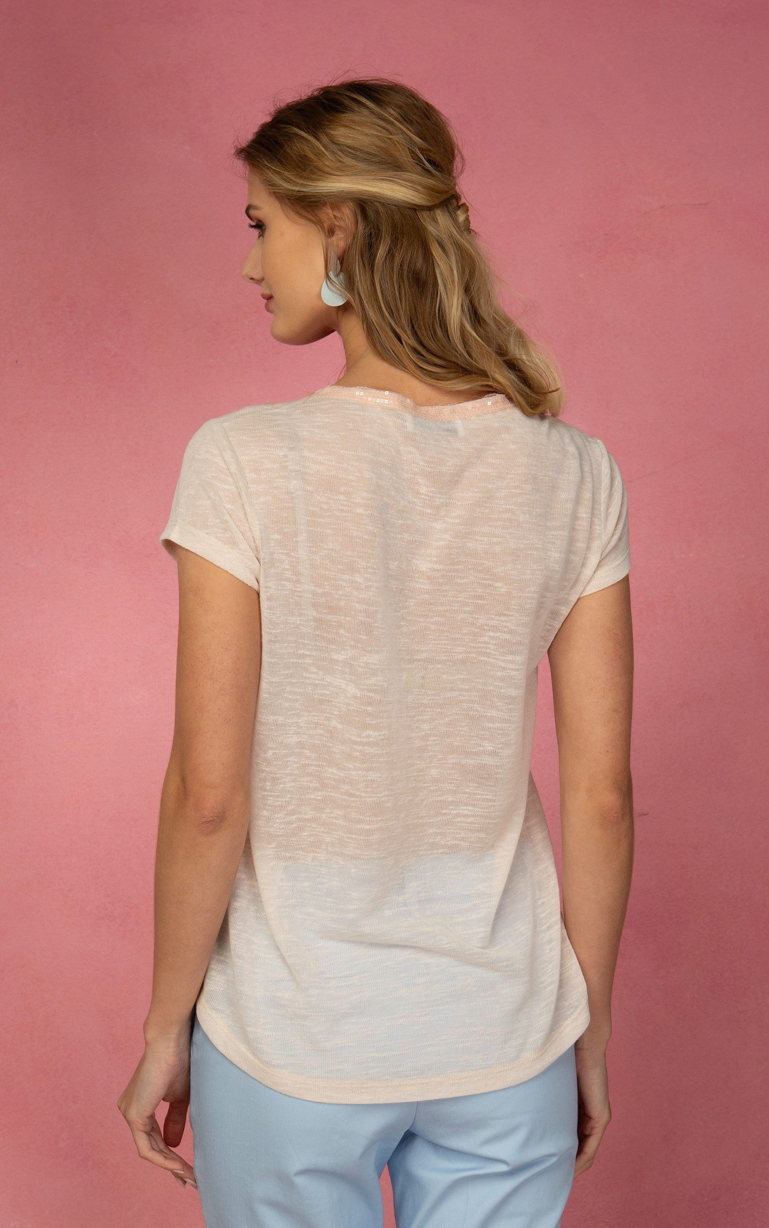 Passioni T-Shirt mit Metallic-Print und Strass günstig online kaufen