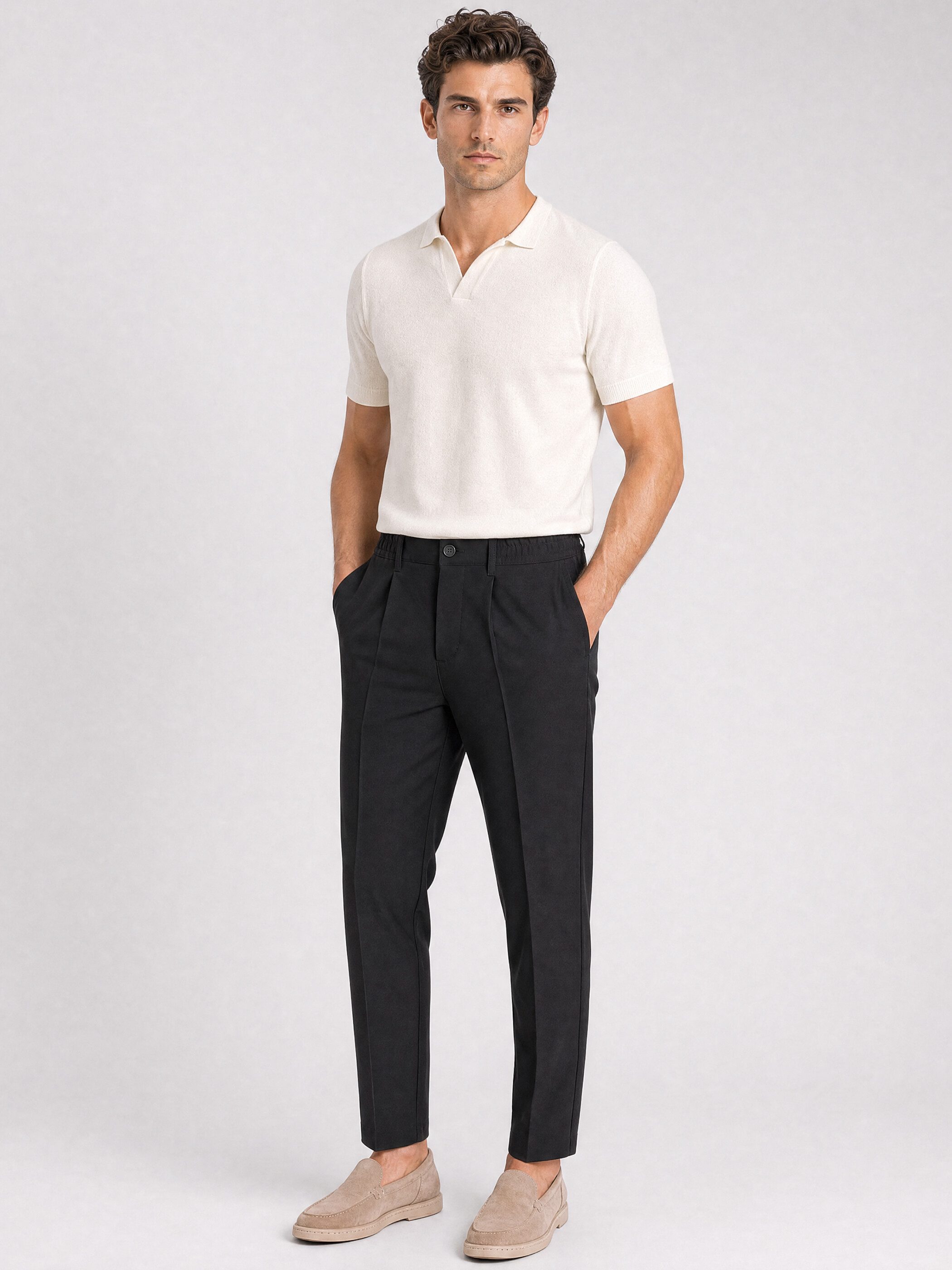 WOTEGA Chinohose Herren Studio Pant Chino Slim Fit mit Bundfalte & Stretch, 7/8-Länge – Bild 4 von 5