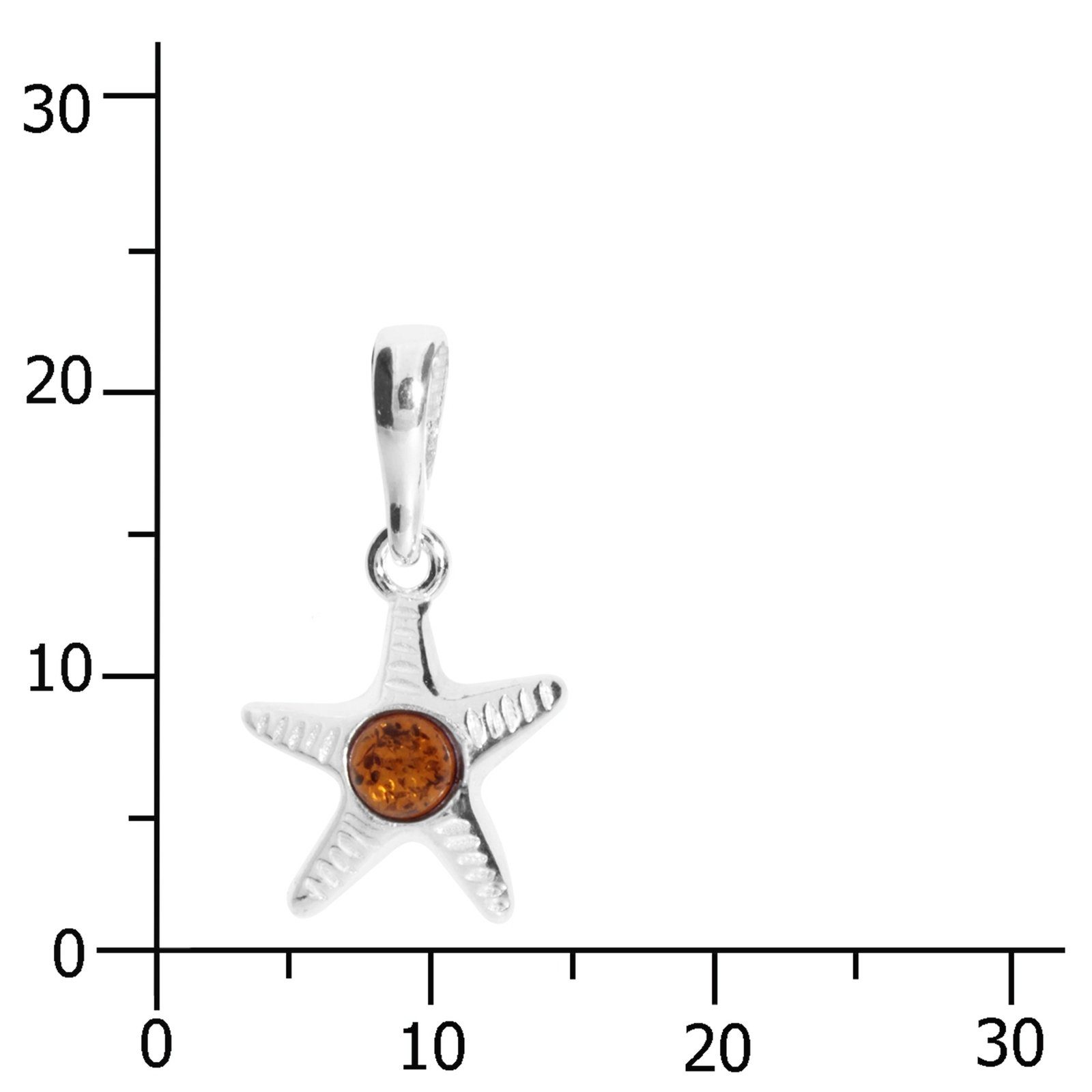 OSTSEE-SCHMUCK Kettenanhänger - Seestern - Silber 925/000 - Bernstein (1-tlg)