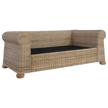 vidaXL Sofa 2-Sitzer-Sofa mit Kissen Natur Rattan