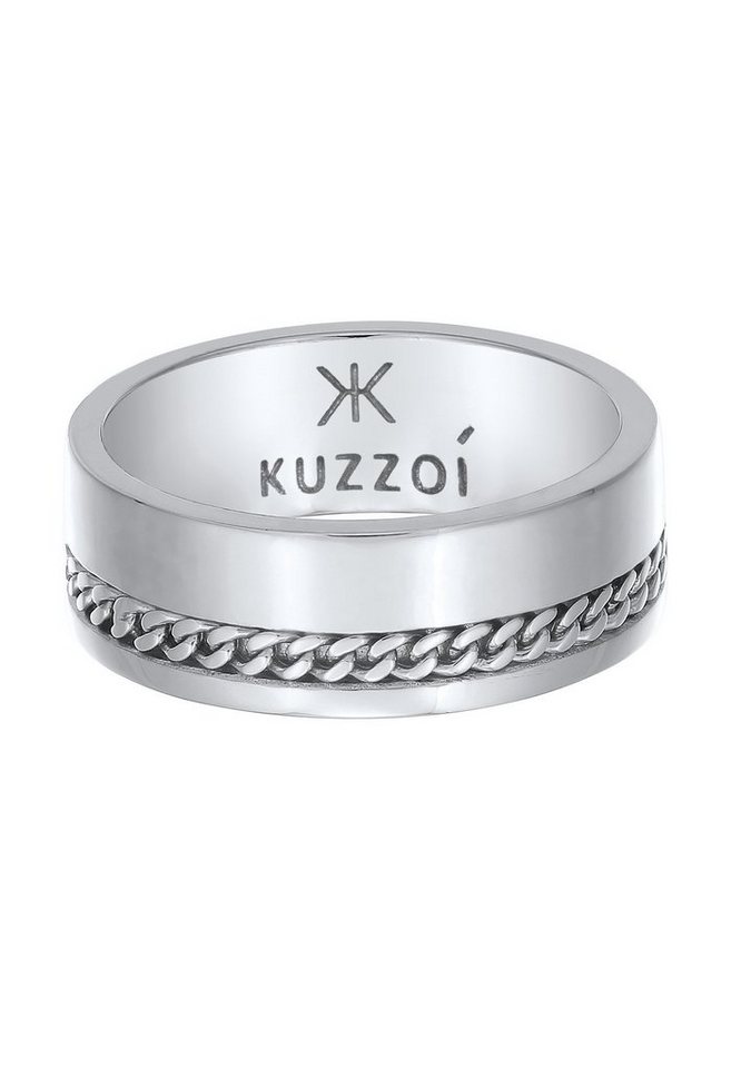 Kuzzoi Silberring Herren Bandring Chunky Chain 925 Silber