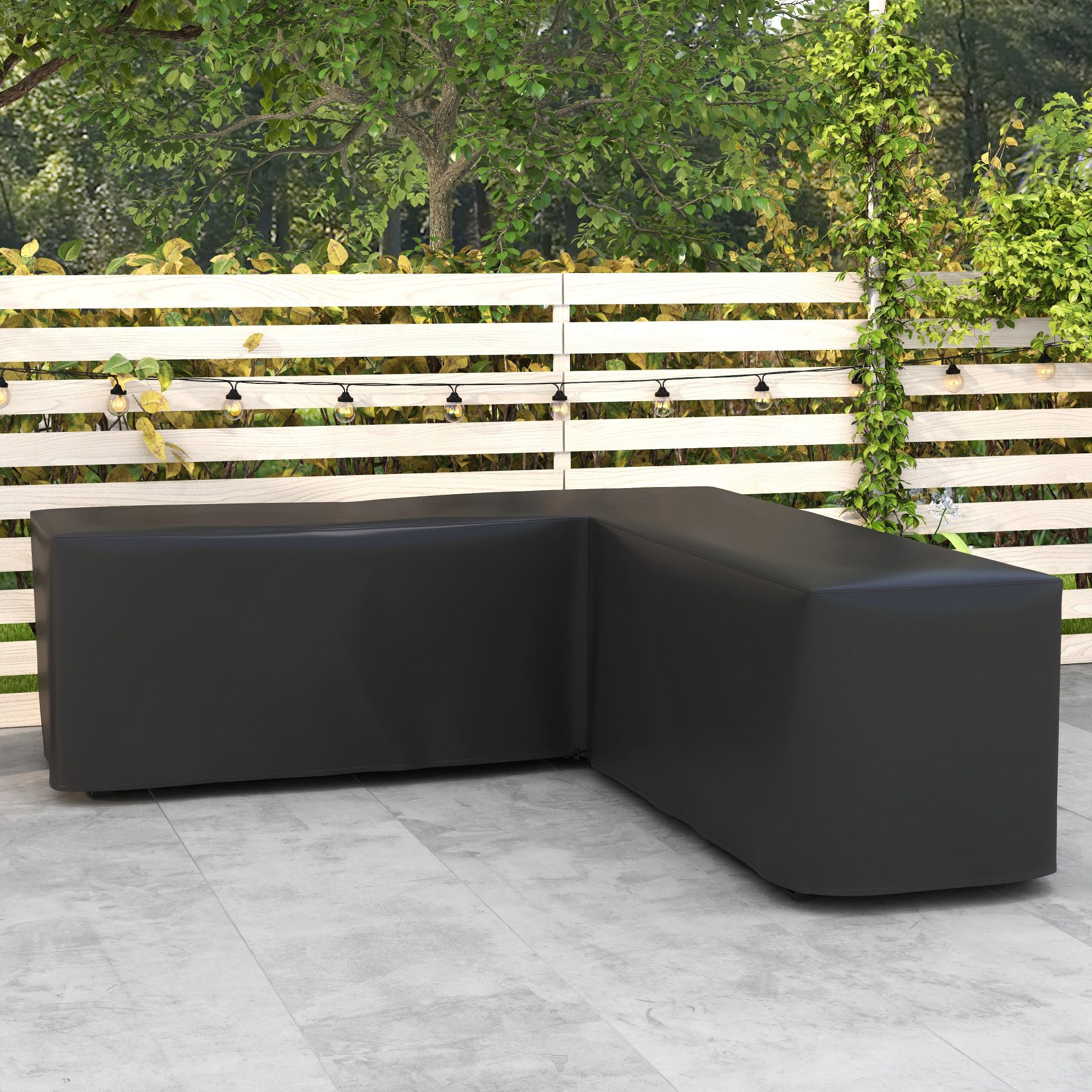 Outsunny Gartenmöbel-Schutzhülle L-förmig (Abdeckung für Ecksofa, 1-St., Abdeckplane), 250 x 250 x 79 cm Schwarz