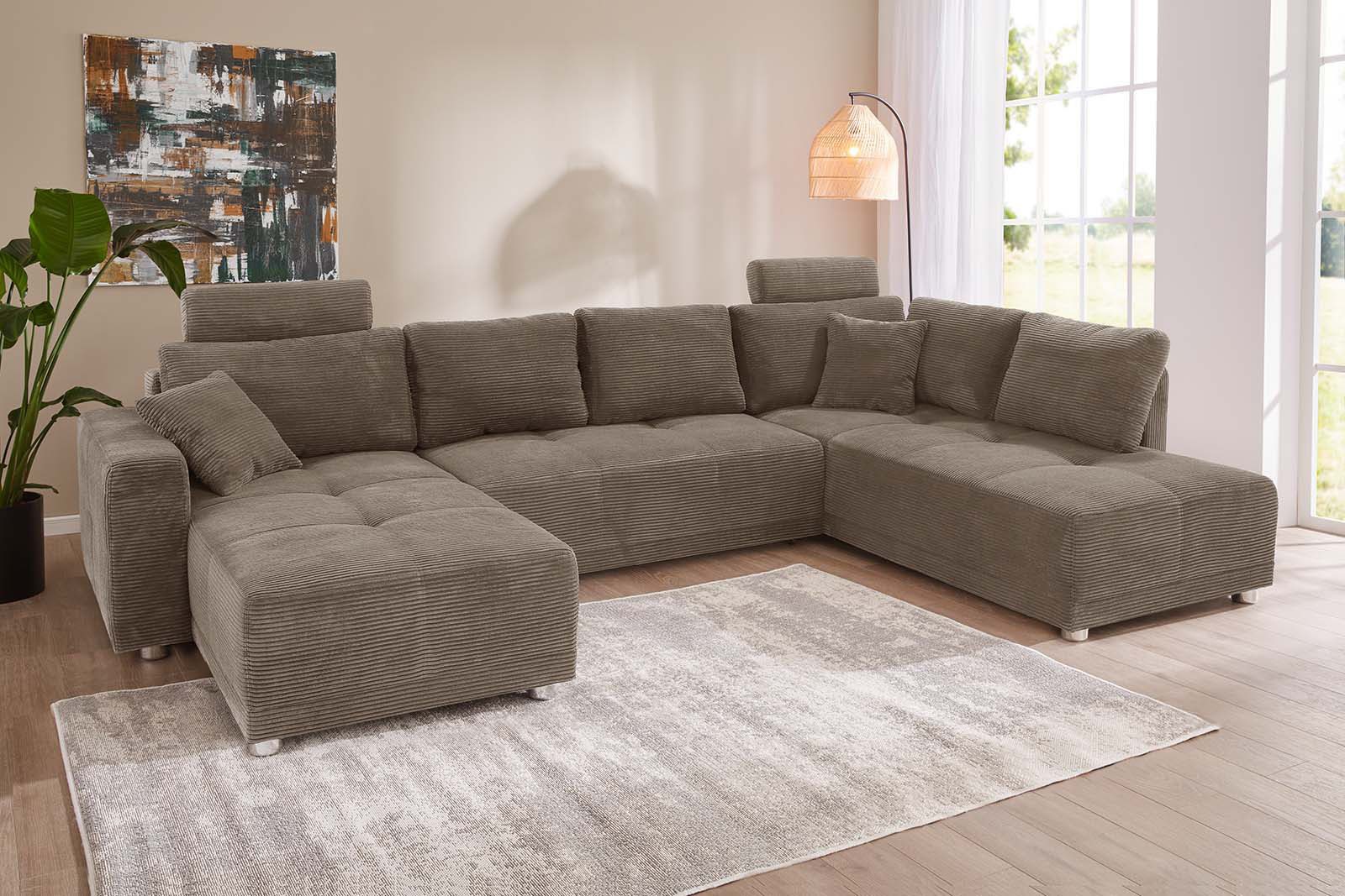 Jockenhöfer Gruppe Wohnlandschaft "Orlando U-Form, B: 337 cm" mit Bettfunkt günstig online kaufen