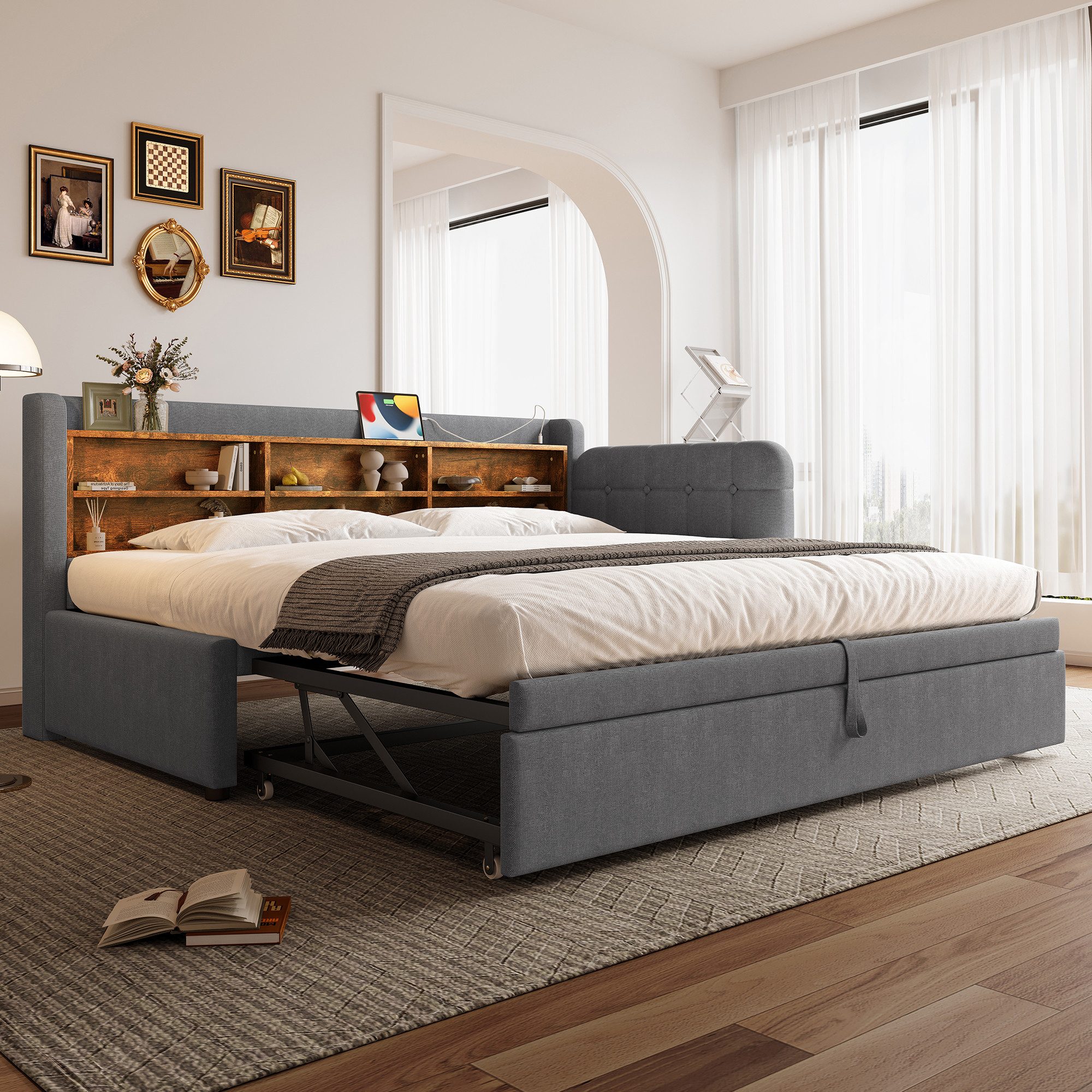 REDOM Schlafsofa Funktionsbett, mit Ausziehbett 180x200 cm, USB & Typ-C-Ans günstig online kaufen