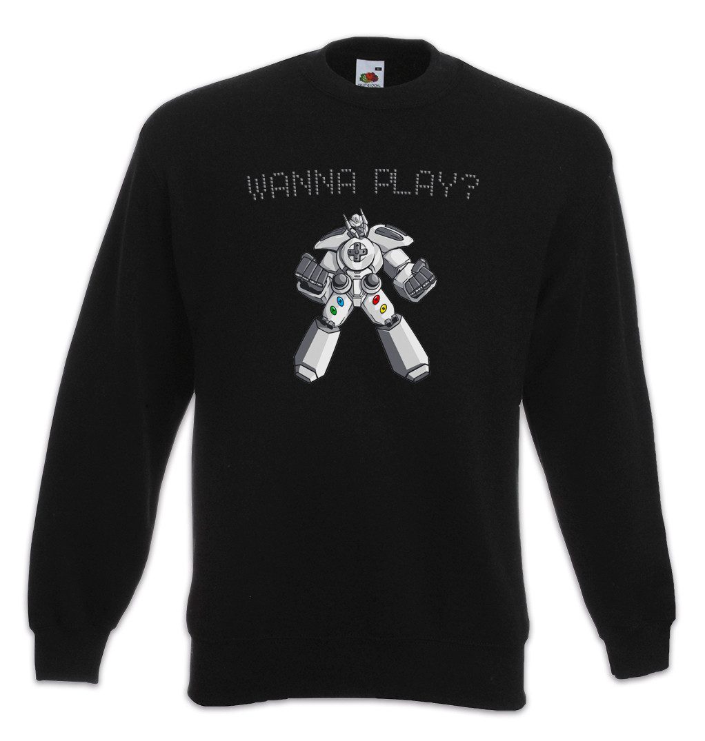 Sweatshirt Wanna Play Robot Sweatshirt Retro Gamer Controller Video Game Joystick