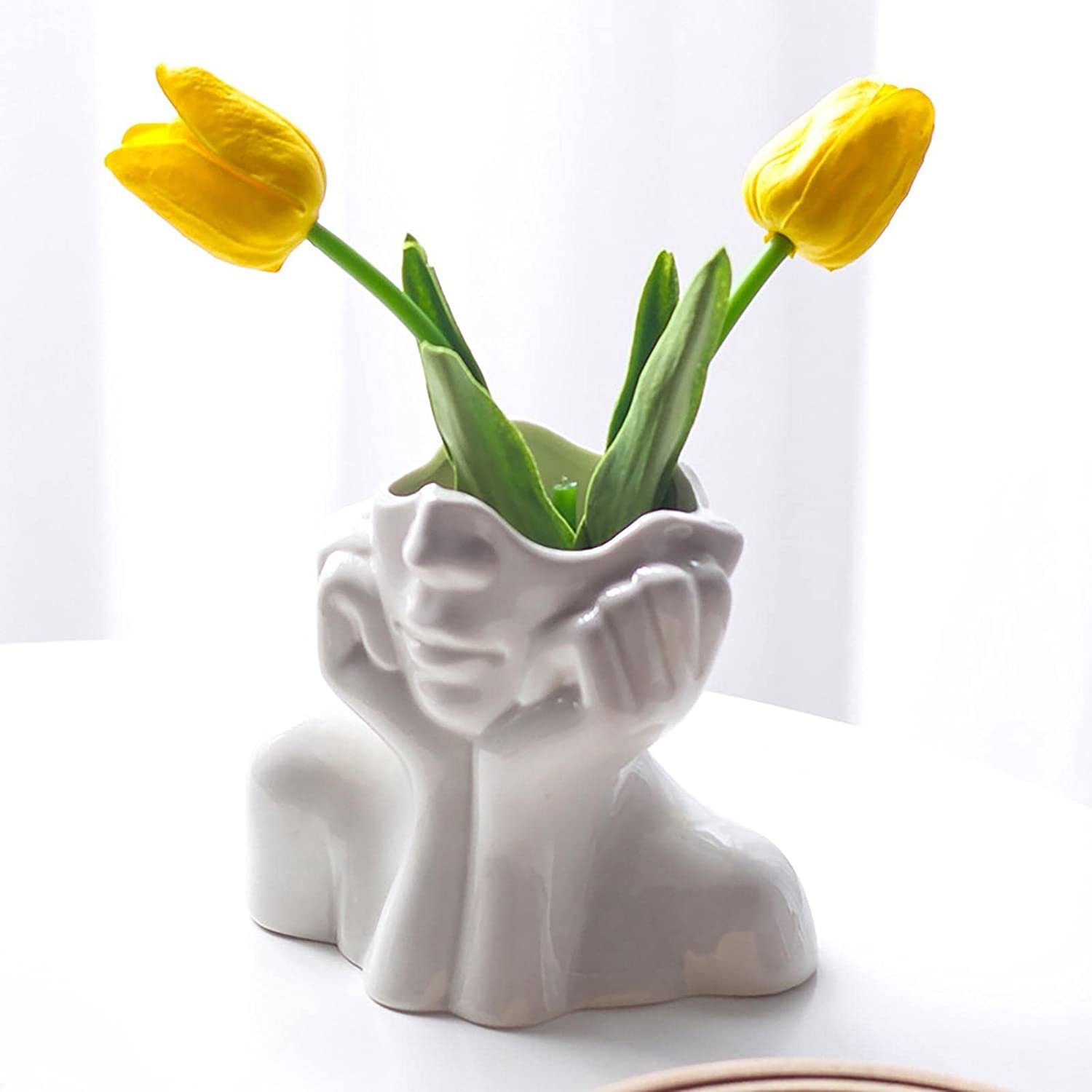 Haiaveng Dekovase Kopf Gesicht Home Schicke Für Deko Keramikvasen Vase Boho Moderne Für Wohnzimmer Moderne Heimdekoration Vase Decor, Blumenvase