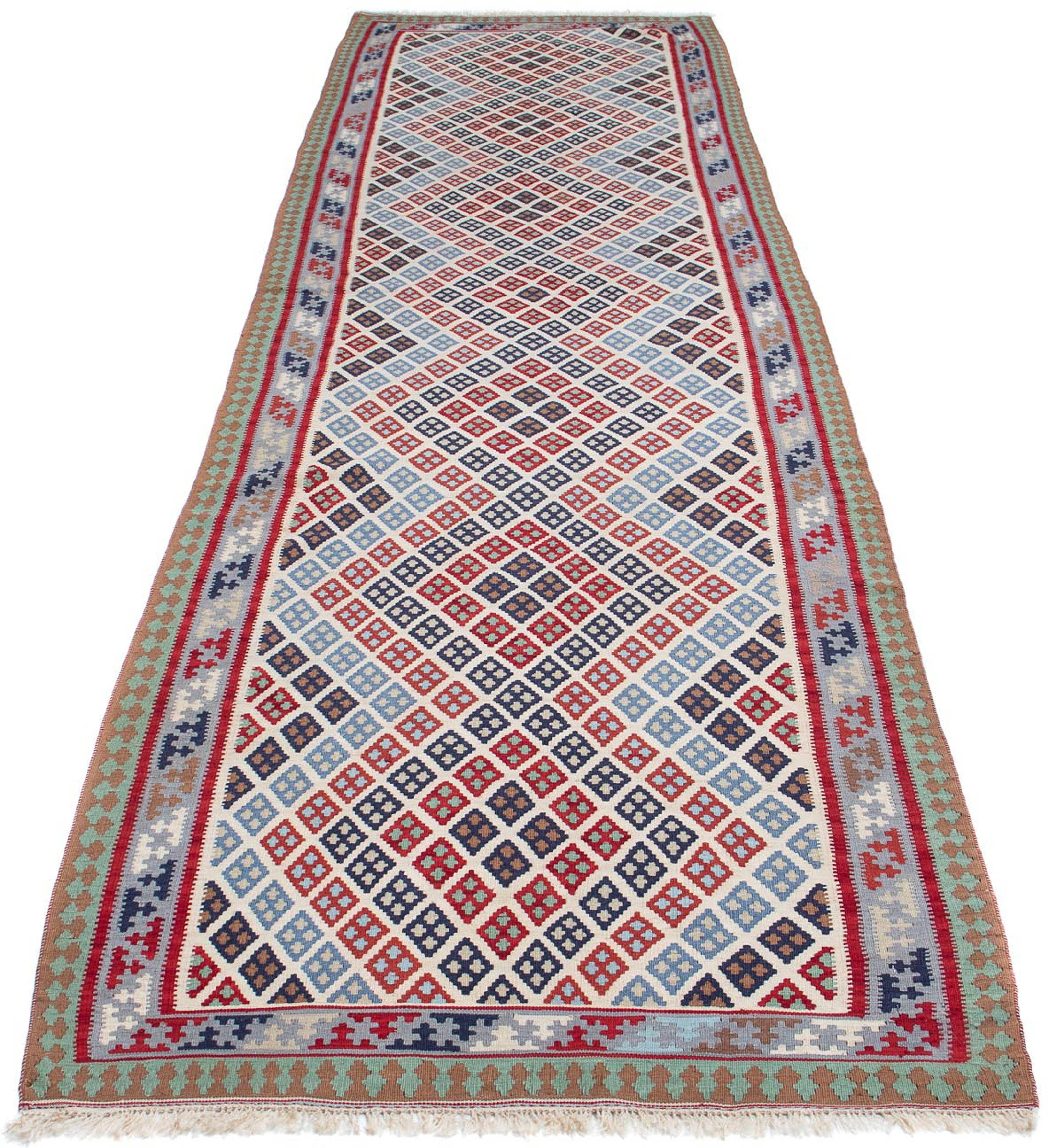 Wollteppich Kelim - Oriental - 385 x 96 cm - mehrfarbig, morgenland, rechteckig, Höhe: 4 mm, Wohnzimmer, Einzelstück
