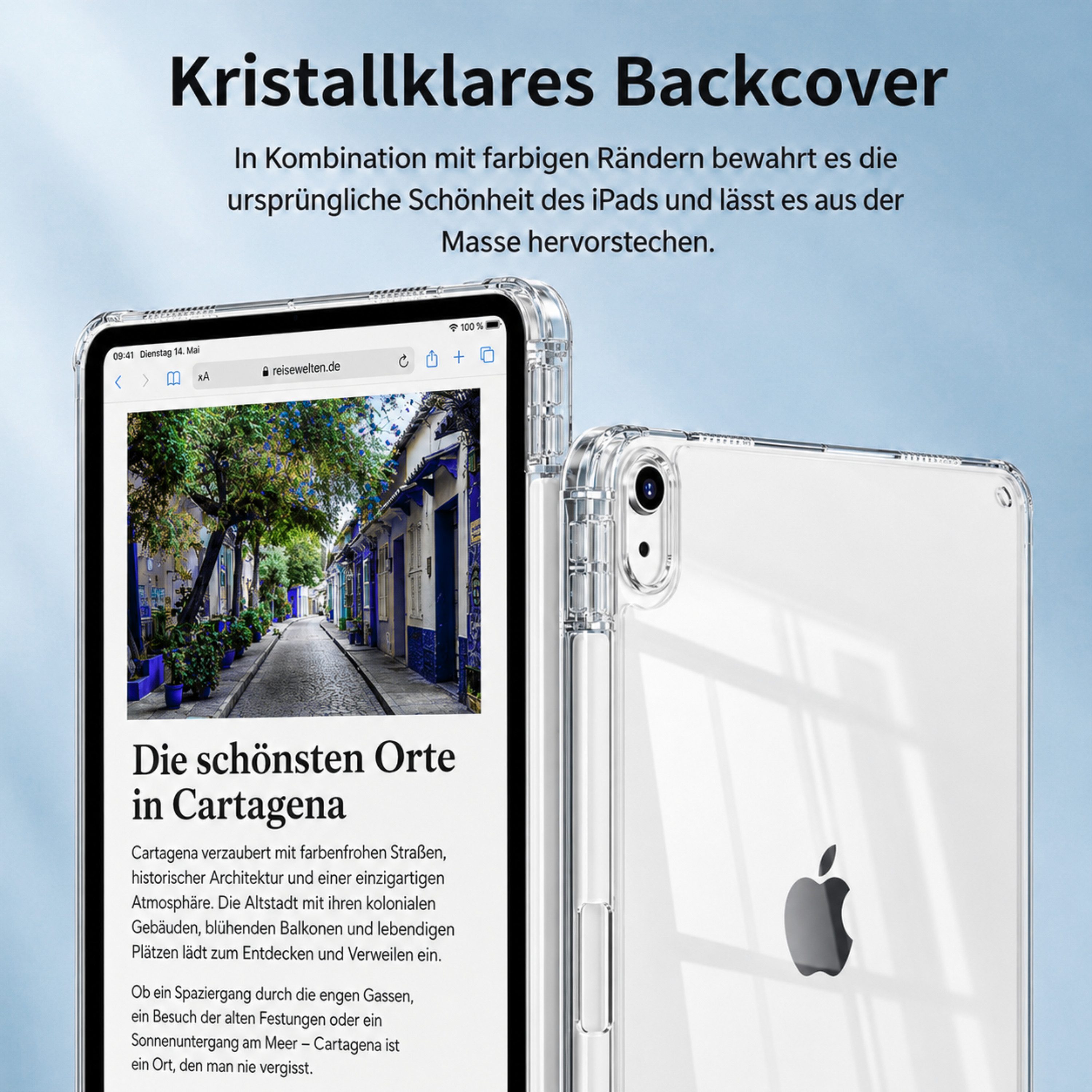 S&T Design Tablet-Hülle Hülle für iPad mit Stifthalter Transparent Stoßfest Tablet Schutzhülle, Kratzfest Hülle Cover Stoßfest Hard Case Ständer Kamera Displays – Bild 3 von 5