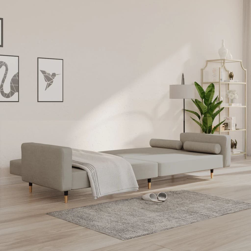 vidaXL Sofa Schlafsofa 2-Sitzer mit 2 Kissen Hellgrau Samt günstig online kaufen