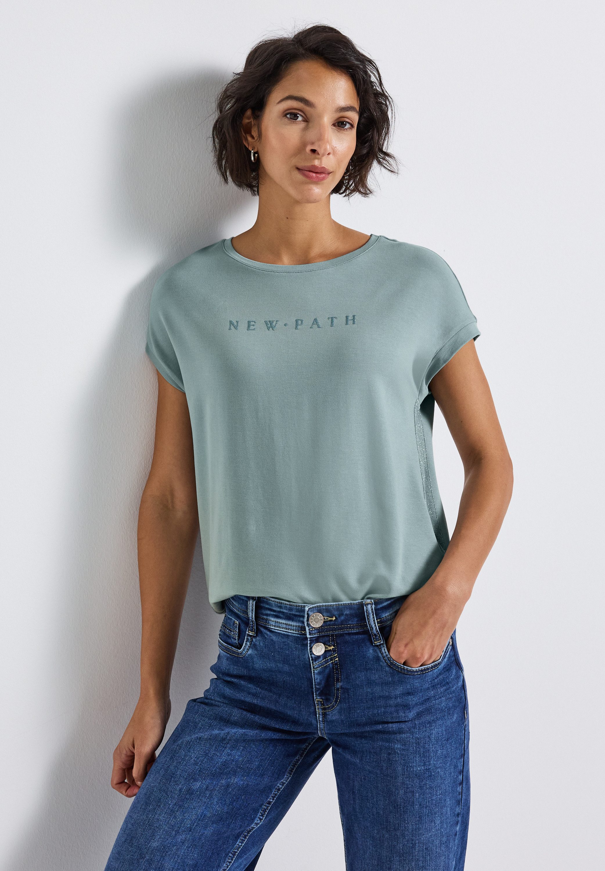 STREET ONE T-Shirt mit Glitzerdetails günstig online kaufen