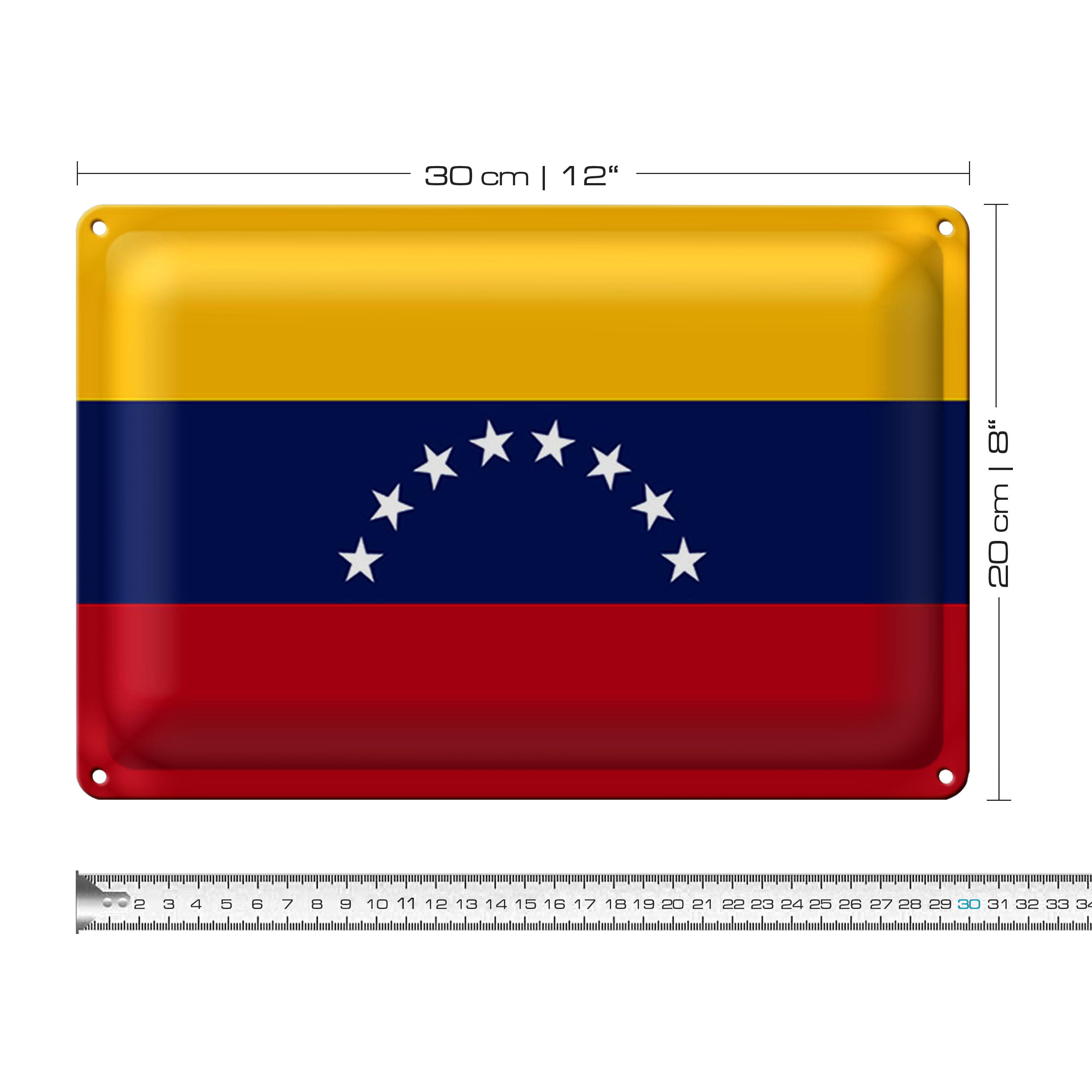 Roomando Metallschild Blechschild Flagge Venezuela 30x20cm Flag of Venezuela