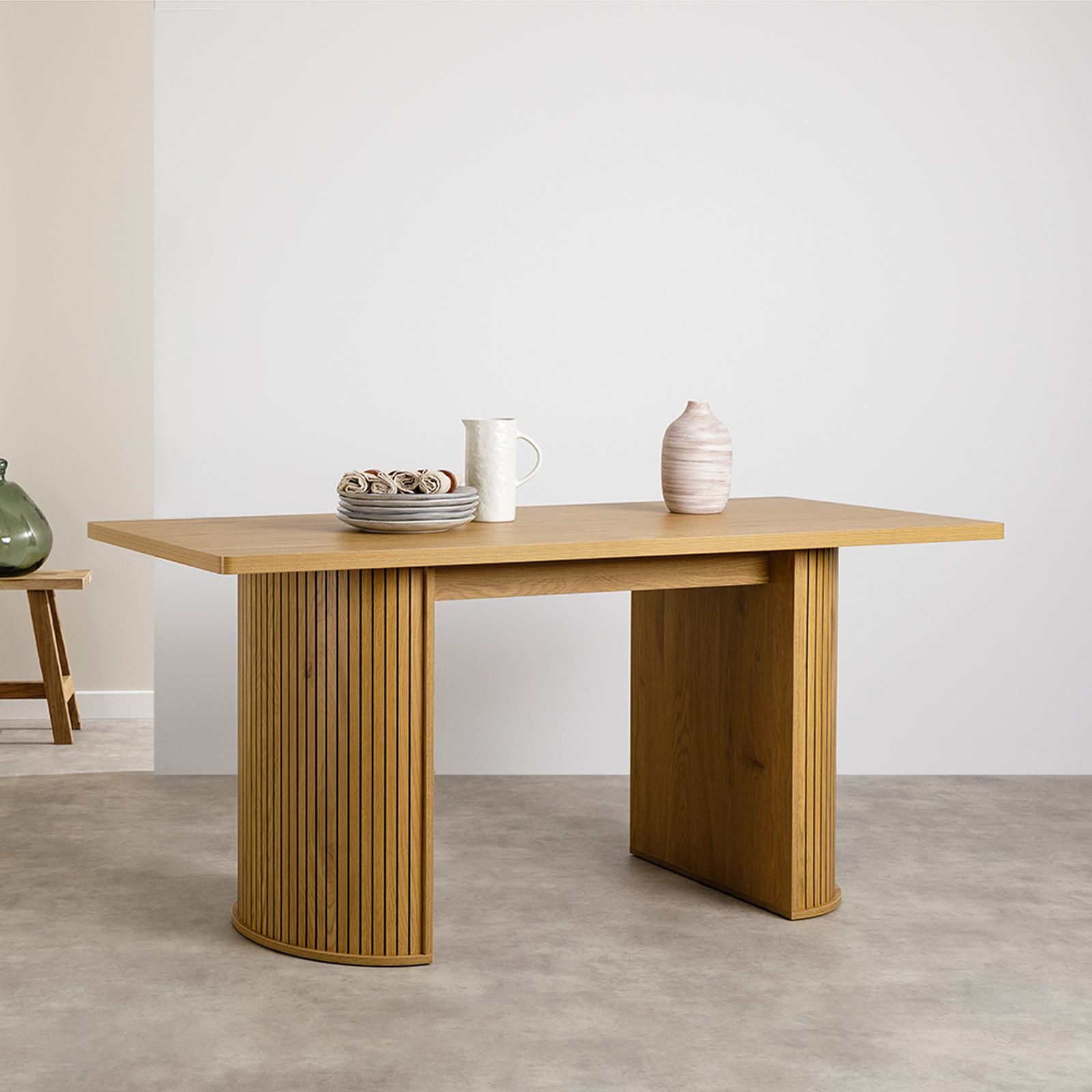 IDIMEX Esstisch GUARDA, Esszimmertisch 160x75cm mit Designfuß in Lamellenop günstig online kaufen