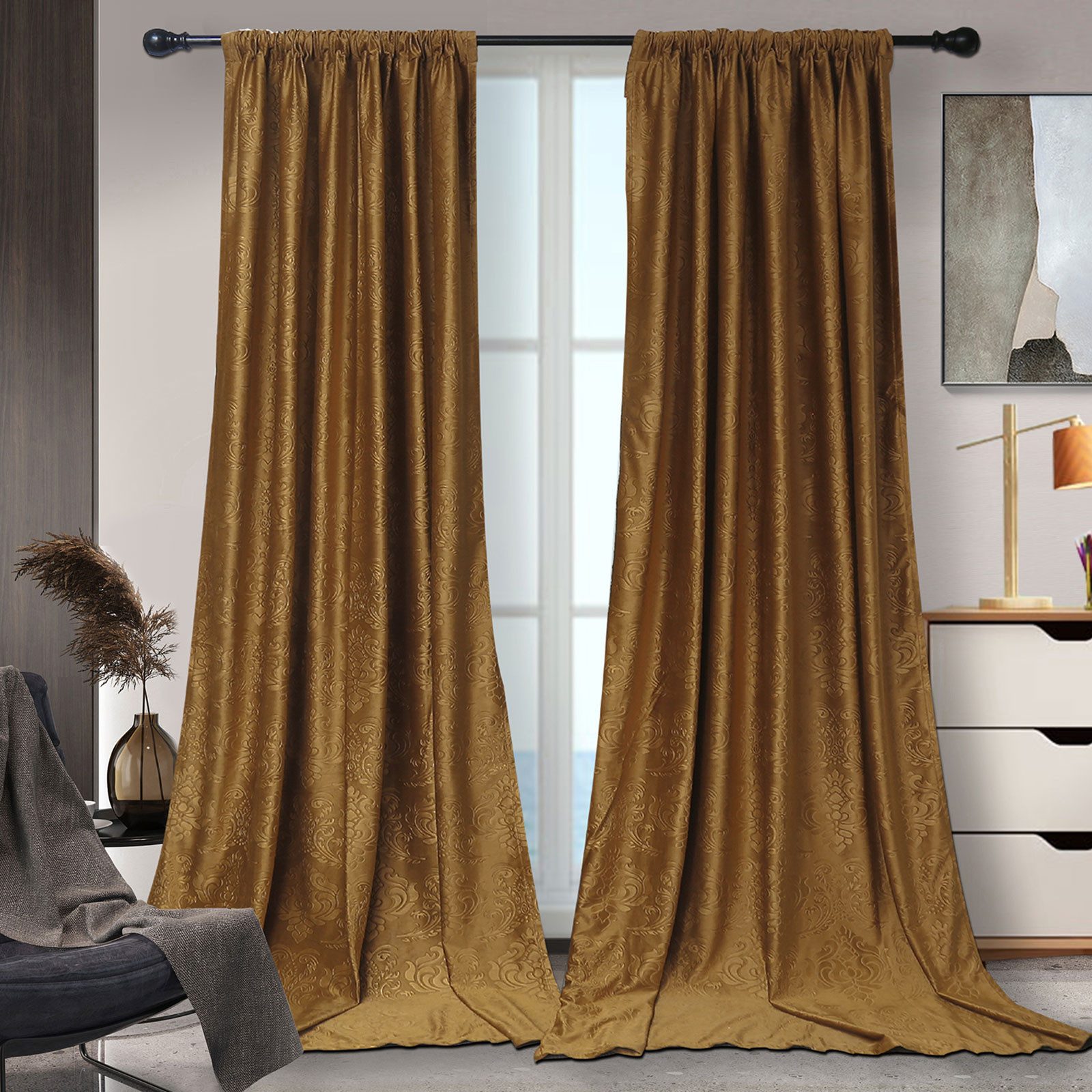 BTTO V&G Vorhang Gardinen Blickdicht Vorhang Samt Velvet Kräuselband (2 St) günstig online kaufen