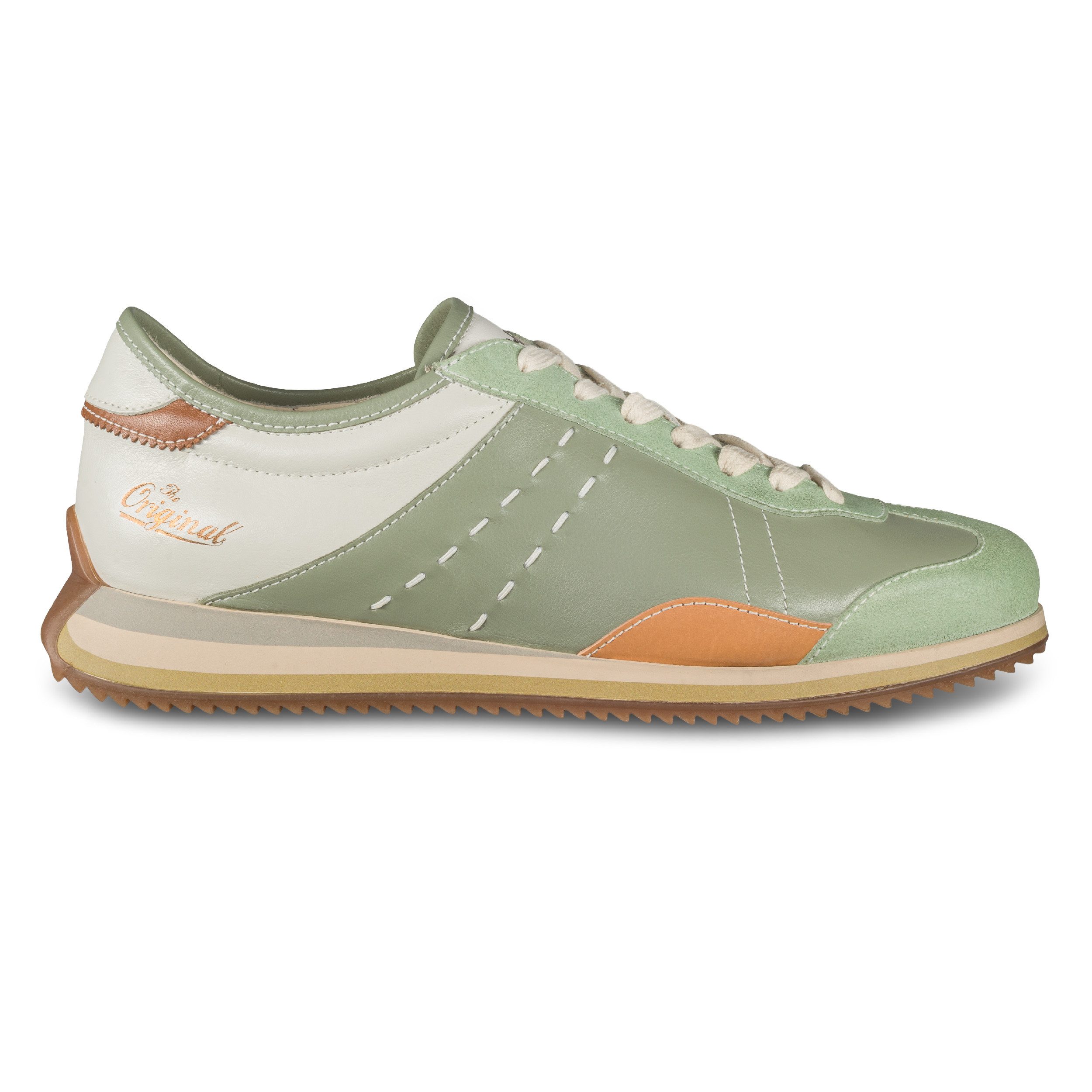 Kamo-Gutsu Herren Sneaker Leder - mint grün (GIRO-006 edera) Retro Sneaker Handgefertigt in Italien