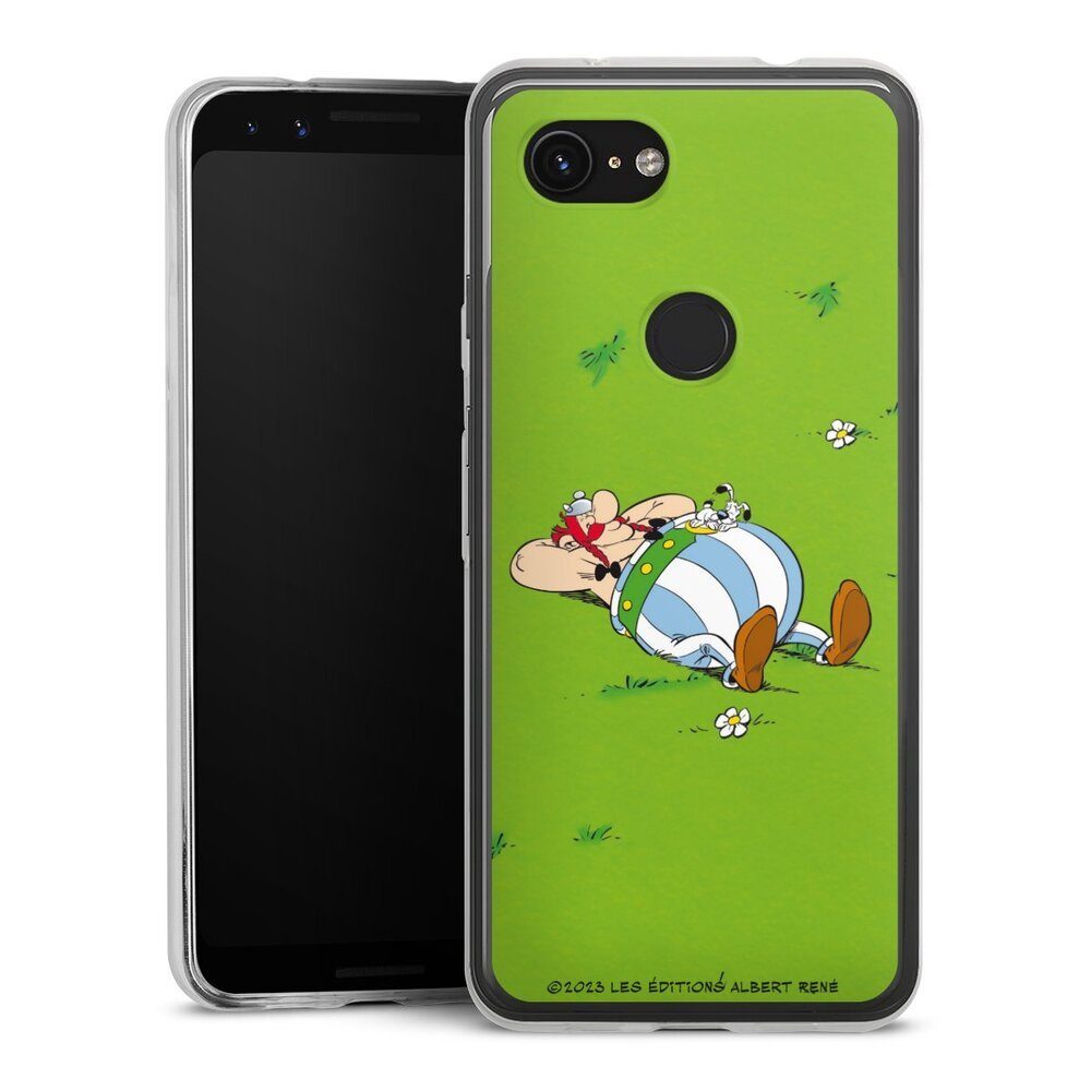 DeinDesign Handyhülle Obelix Offizielles Lizenzprodukt Asterix Obelix Ruht Sich Aus, Google Pixel 3a Slim Case Silikon Hülle Ultra Dünn Schutzhülle