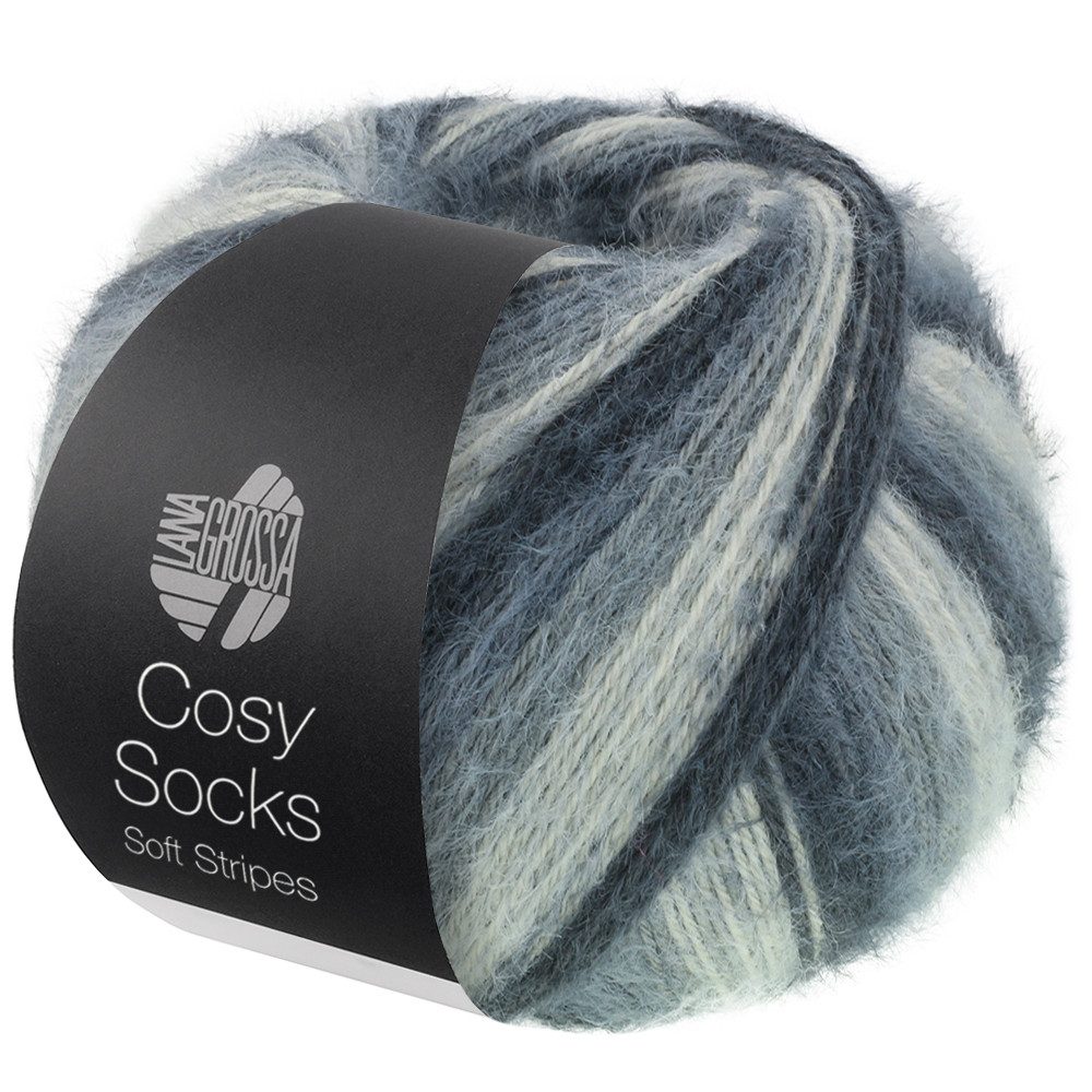 LANA GROSSA Meilenweit 100 g COSY SOCKS SOFT STRIPES Häkelwolle, 400 m (Flauschige Sockenwolle mit Merinowolle mit besonderem Druckeffekt, waschmaschinenfest), 100 g