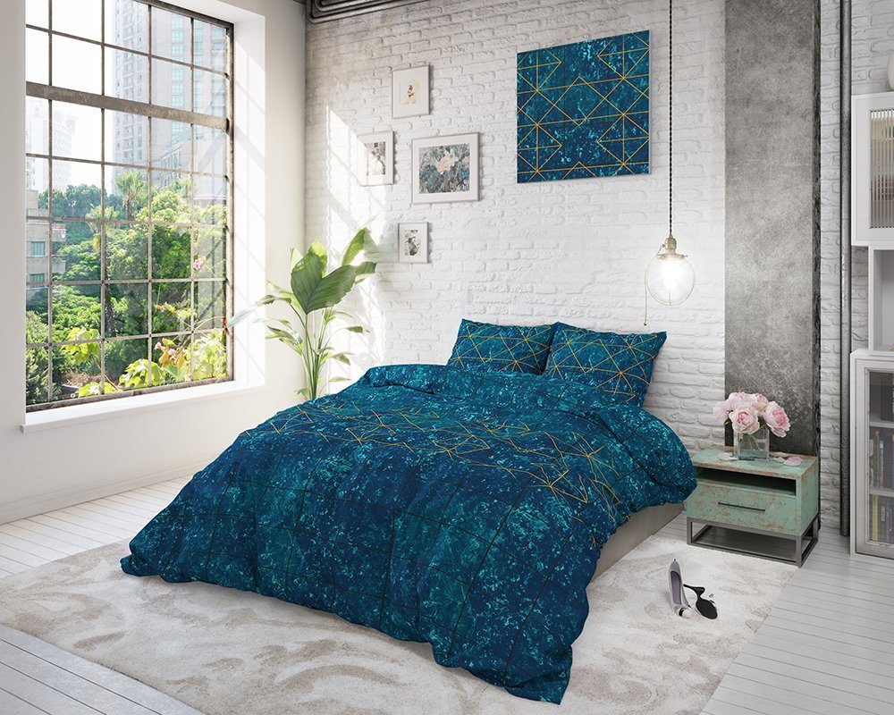 Sitheim-Europe Bettwäsche SLEEPTIME ELEGANCE DOXY TÜRKIS Bettbezug +Kissenbezüge, Baumwolle, 3 teilig, Weich, geschmeidig und wärmeregulierend
