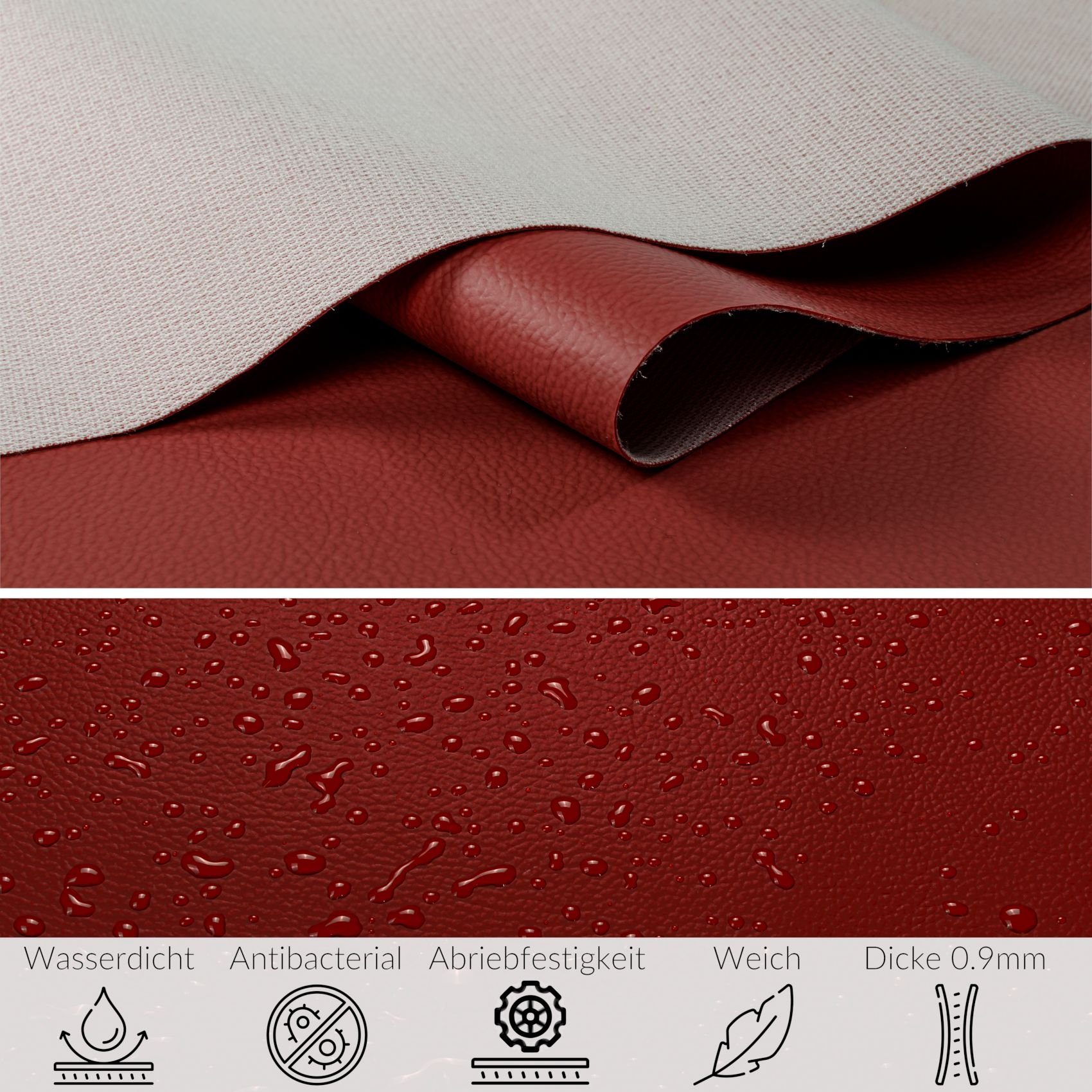 ANRO Stoff Kunstleder Polsterstoff Lederimitat zum Nähen & Beziehen, Wasserundurchlässig Robust Hochwertig Kreativkunstleder Möbelstoff