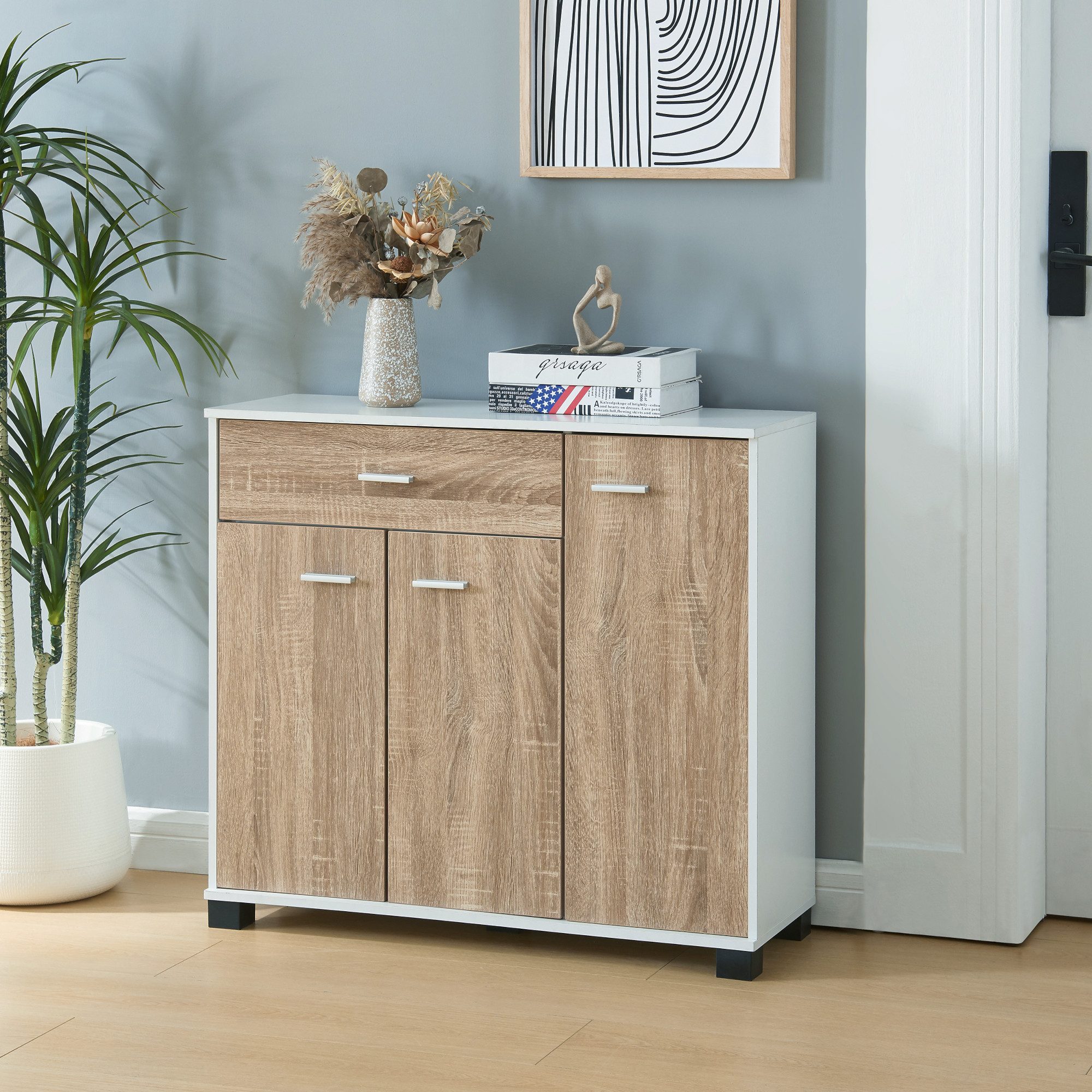 en.casa Sideboard, »Bobeck« 72x80x28cm Weiß / günstig online kaufen