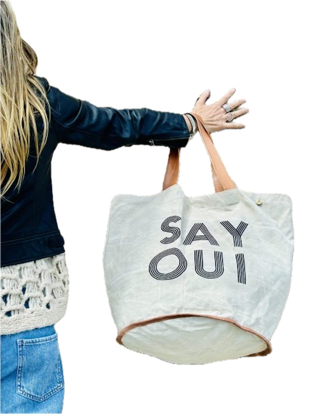 LK Trend & Style Shopper Strandtasche Weekender "Say Oui" (Vintage-Canvas-Taschen), Vintage-Touch mit exklusiven, natürlichen und originellen Drucken