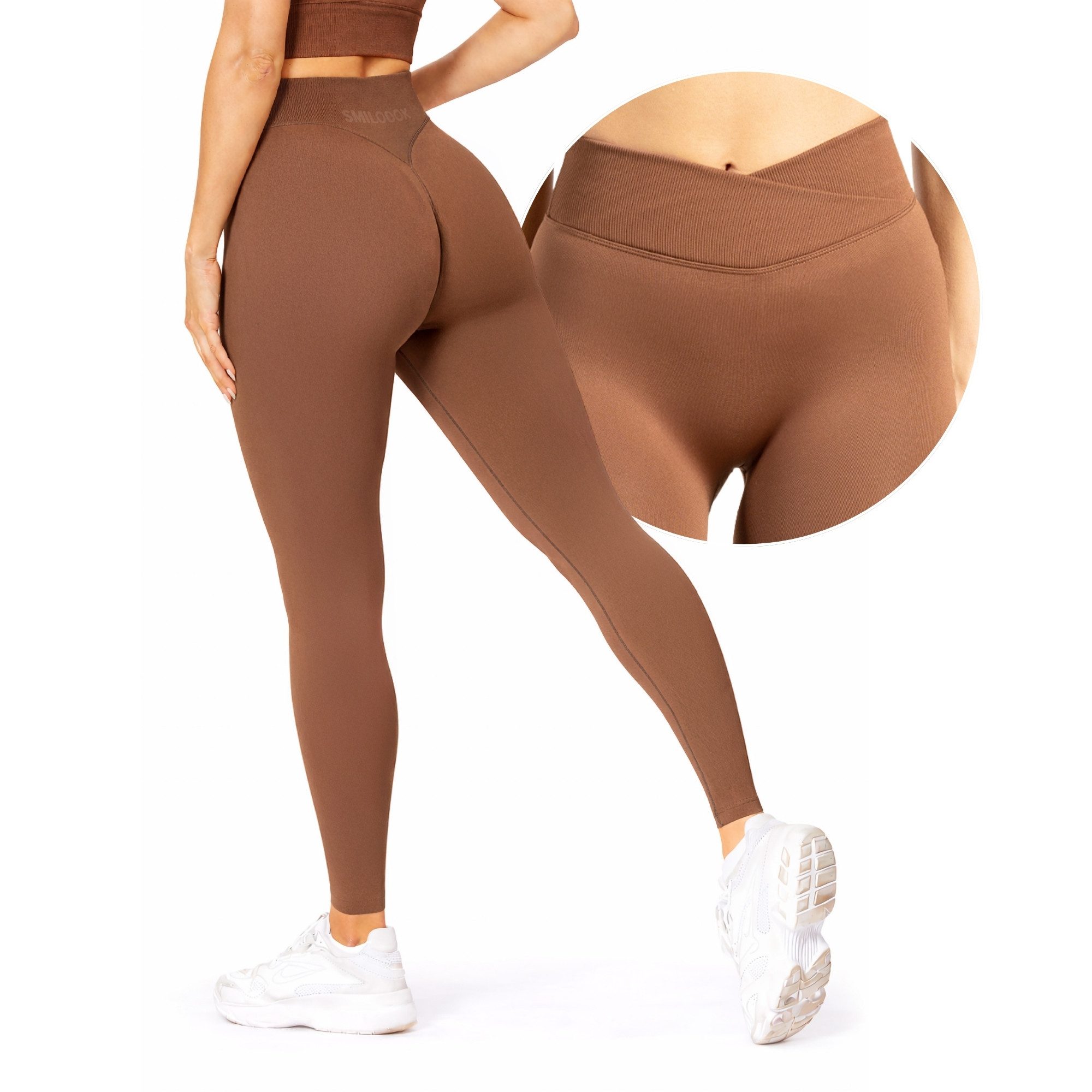 Smilodox Leggings Silvia, High Waist Sporthose Blickdicht Yogahose Booty Scrunch Leggings Damen Seamless Smilodox Label Fitness