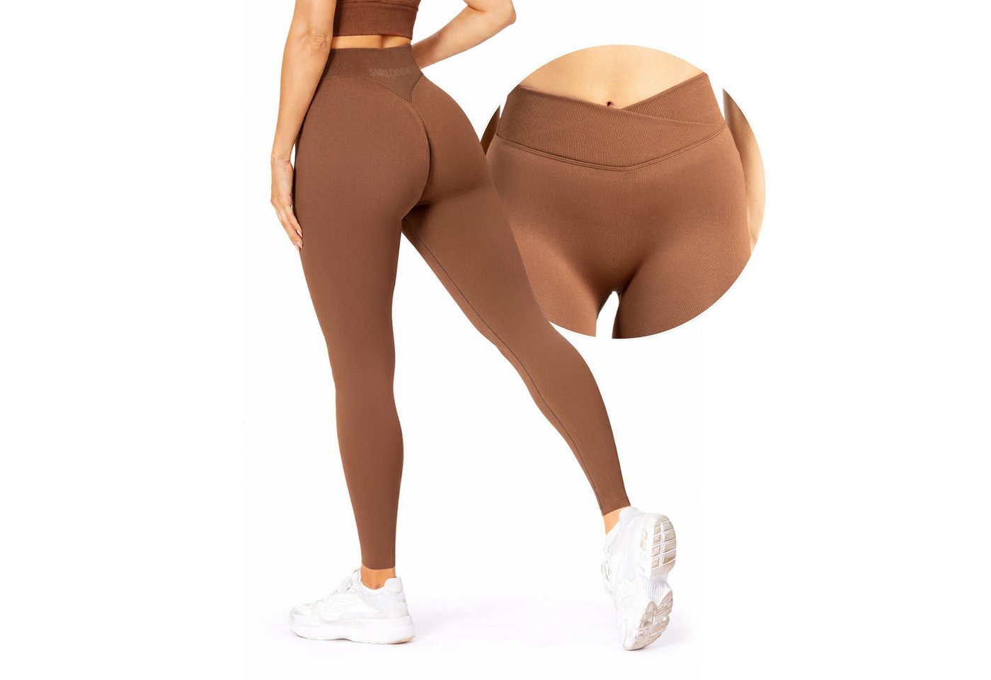 Smilodox Leggings Silvia, High Waist Sporthose Blickdicht Yogahose Booty Scrunch Leggings Damen Seamless Smilodox Label Fitness