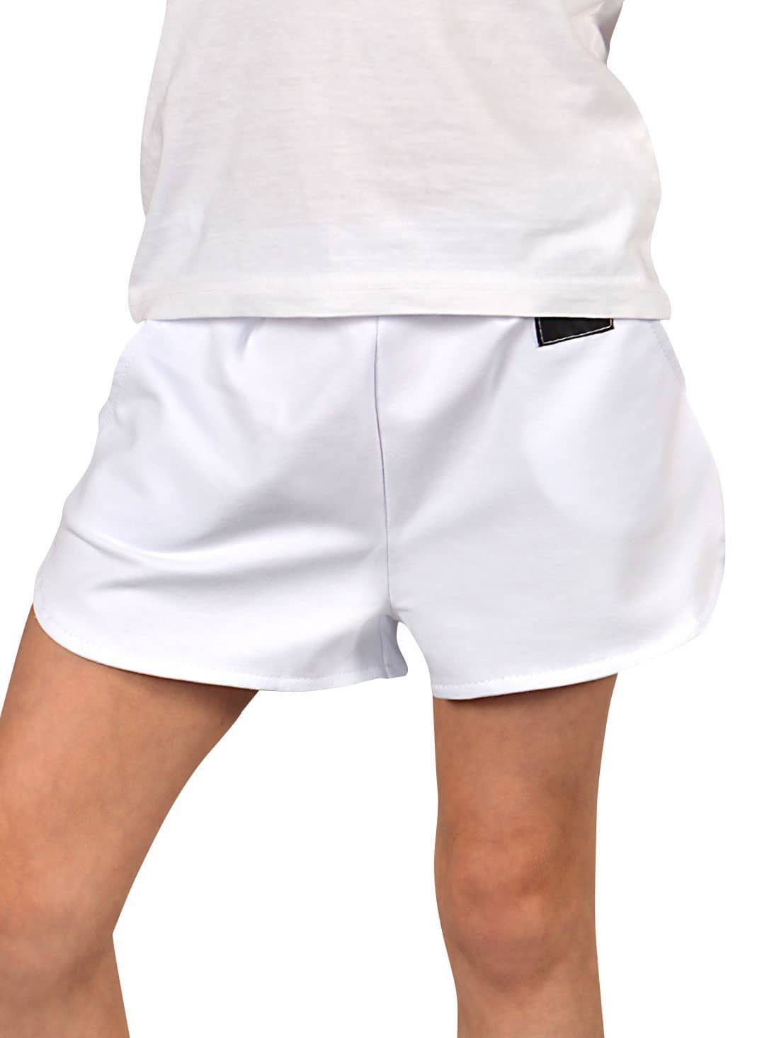 KMISSO Shorts Mädchen Shorts mit Blumenmuster (1-tlg) casual Weiß