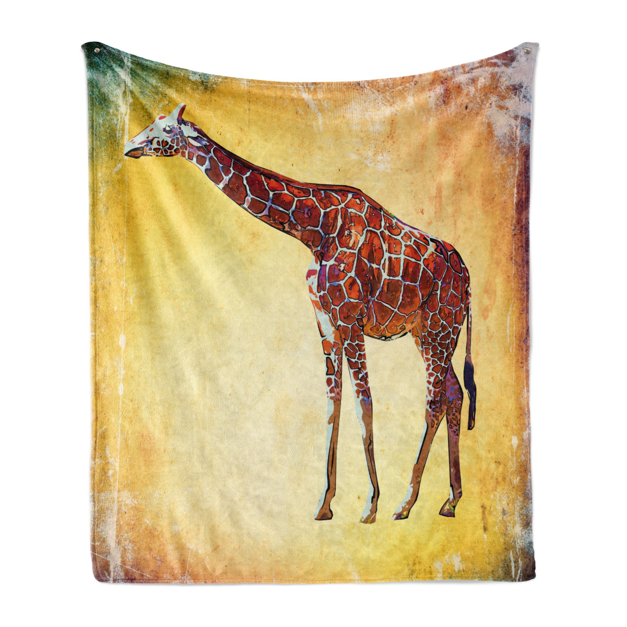 Wohndecke Gemütlicher Plüsch für den Innen- und Außenbereich, Abakuhaus, Giraffe Vintage Scenic