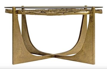 Casa Padrino Couchtisch Luxus Art Deco Couchtisch Bronze 74 x 38 cm - Gold mit Glasplatte - Art Design Tisch