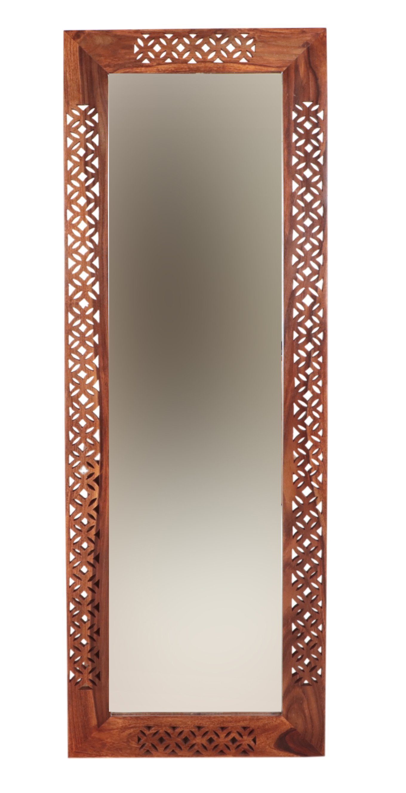 Indischesmoebelhausde Wandspiegel Spiegel Mira 60x170 aus indischem Sheesham-Massivholz