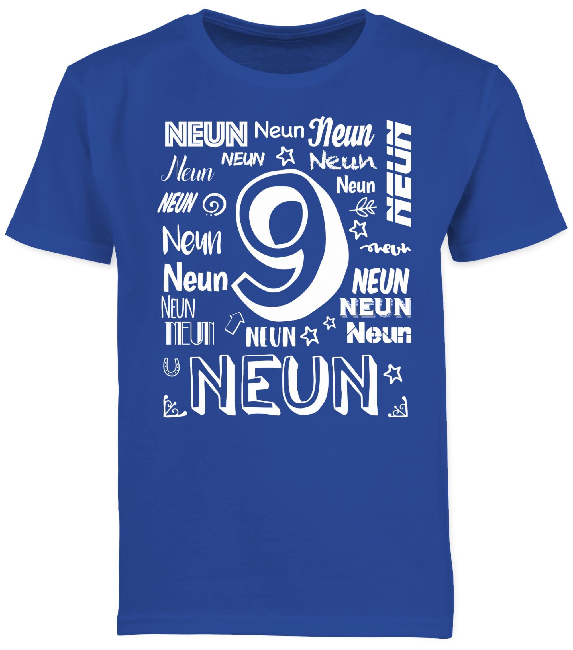 T-Shirt Neunter Royalblau Zahlen 2 Shirtracer 9. Geburtstag