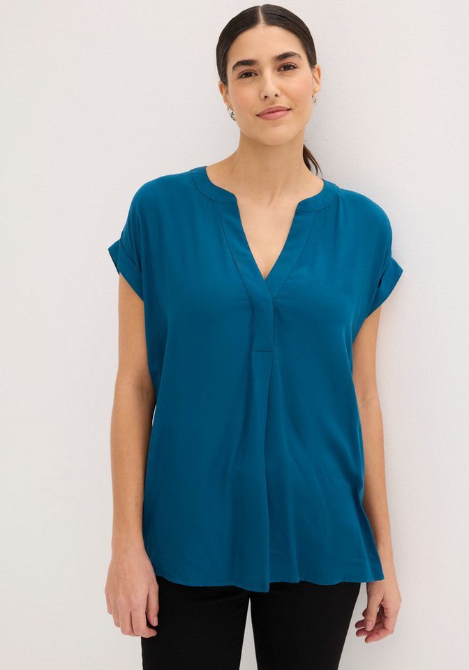 bonprix Tunika eleganter Look, Kurzarm-Design, Regular Fit, mit Henley-Kragen