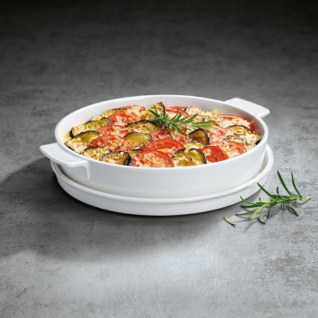 Villeroy & Boch Auflaufform Clever Cooking runde Backform 28 cm, Porzellan, (1-St), Premium Porcelain, ofen-, mikrow.- & spülm.fest, Made in Germany