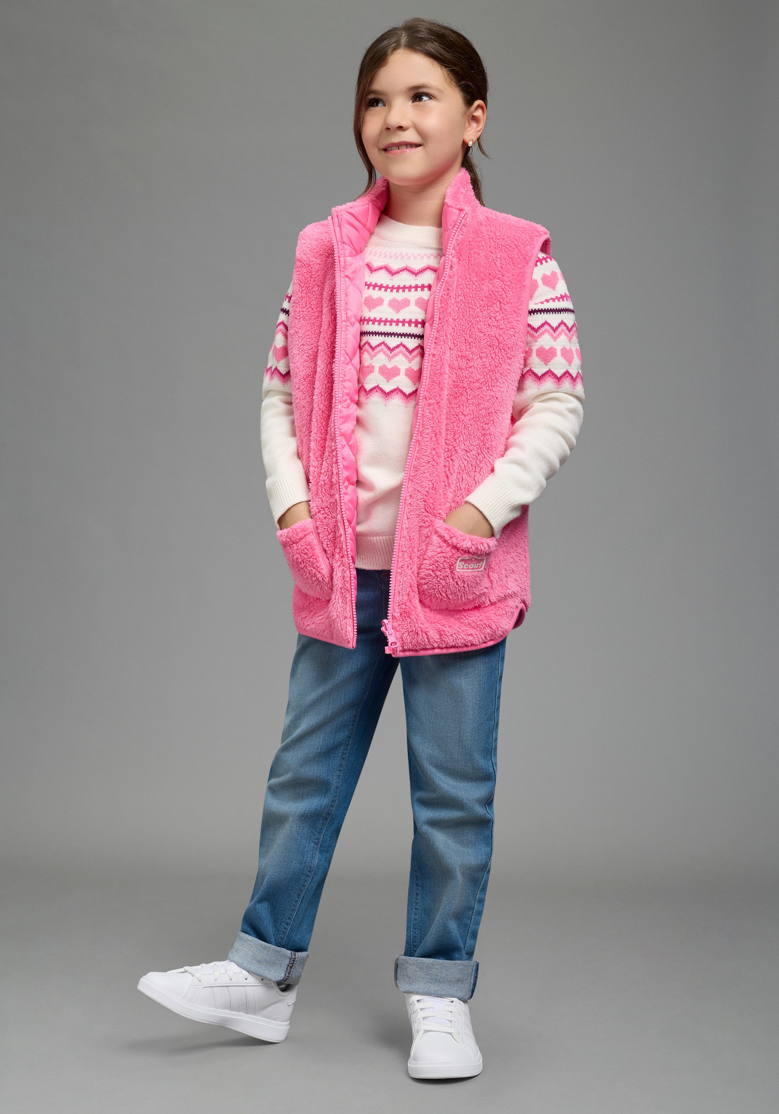Scout Fleeceweste Wende-Fleeceweste - NEU von SCOUT Wendeweste, 1x Seite Teddyplüsch + 1x Seite Herzsteppung – Bild 5 von 5
