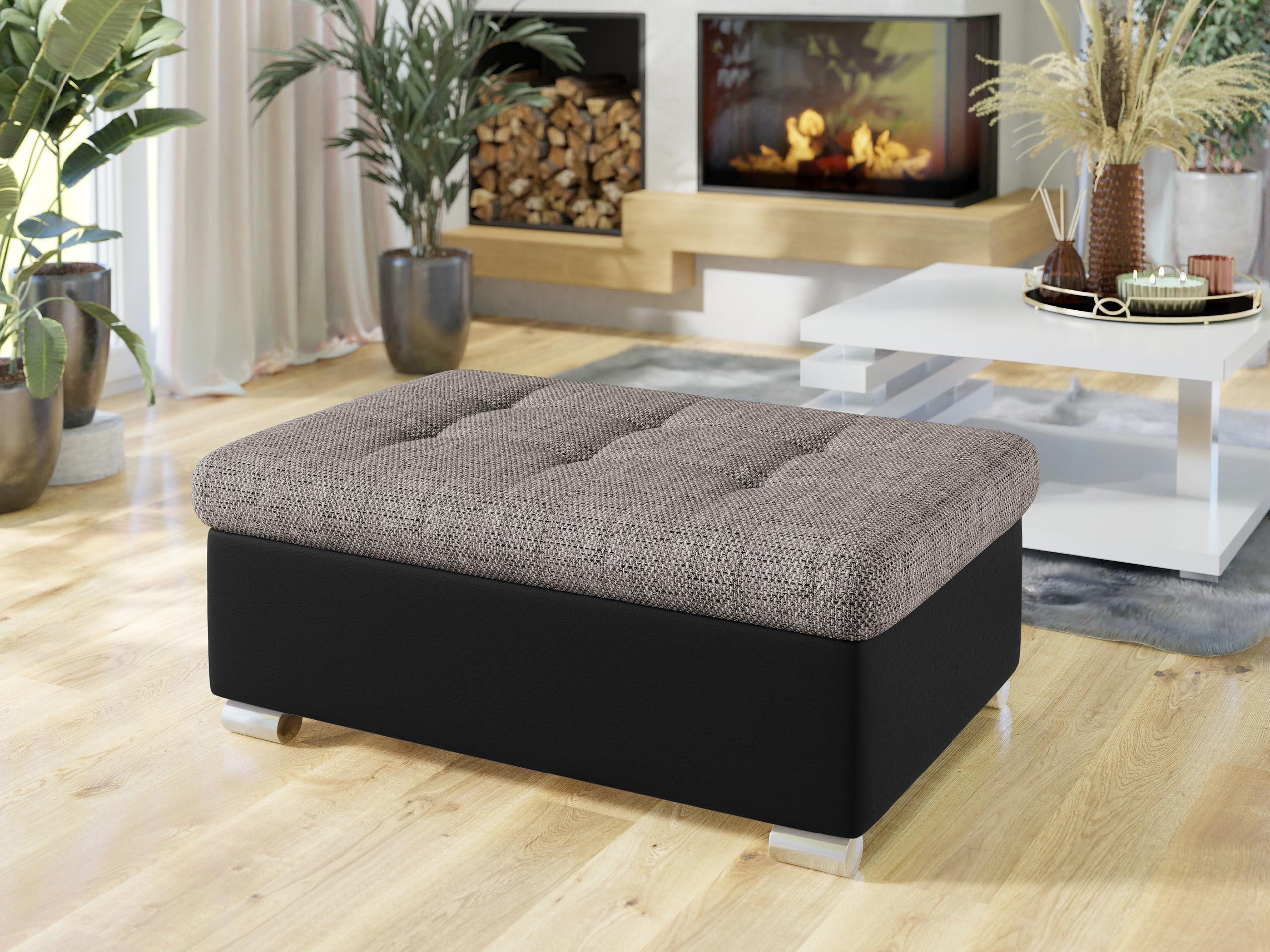 MIRJAN24 Polsterhocker Niko Groß, Silber Füße, 96x70x41 cm günstig online kaufen