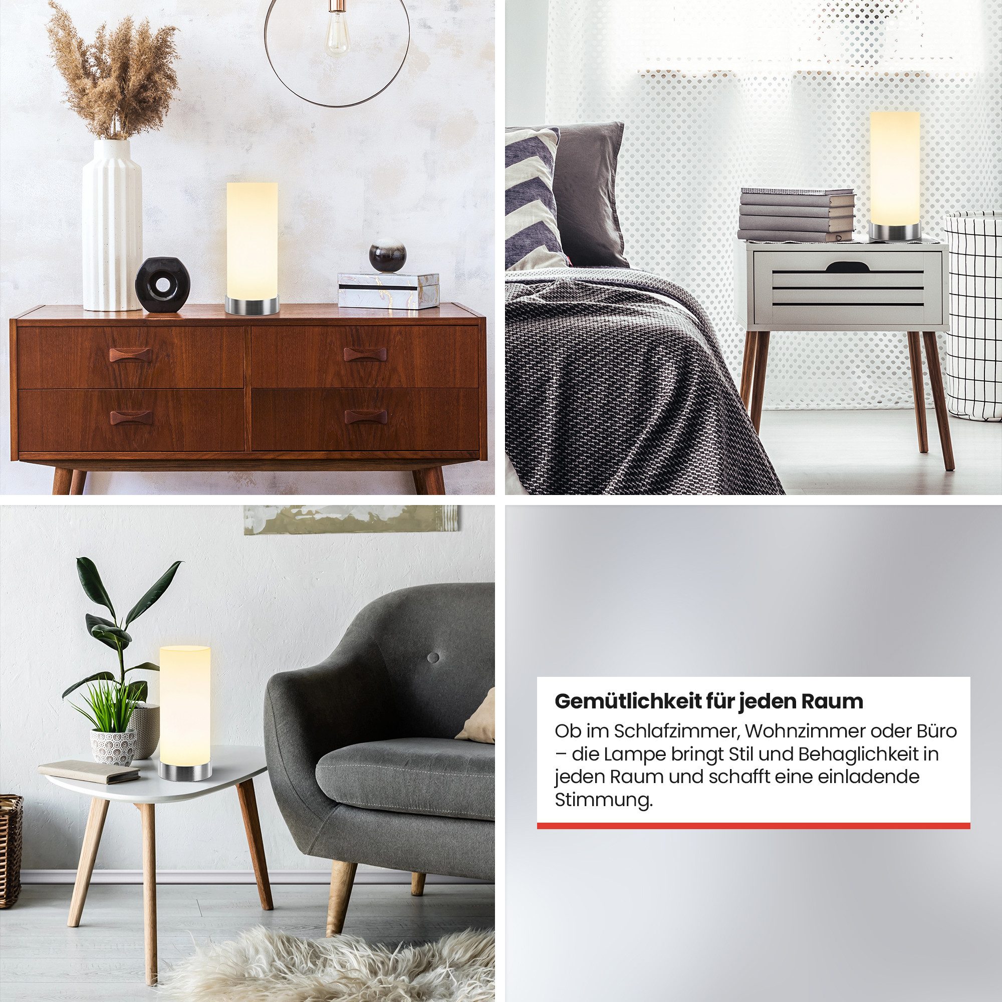 Tischlampe Mit Dimmer Touchfunktion – 2er Set, E14, 3 Helligkeitsstufen, Für Nachttisch & Wohnzimmer
