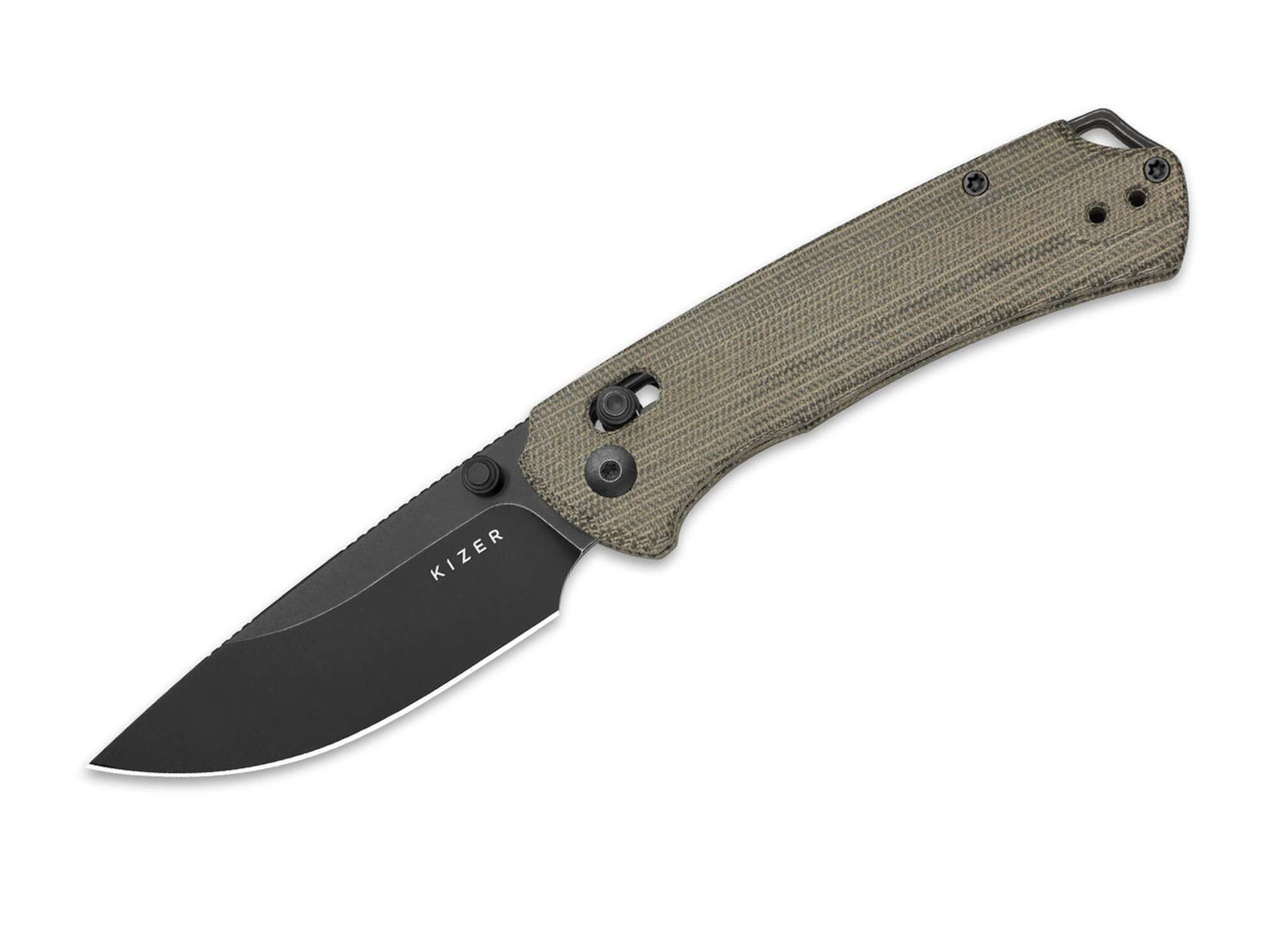 Kizer Taschenmesser Kizer T1 CD Nitro-V Olive Green Norplex UltreX Micarta Black Stonewash