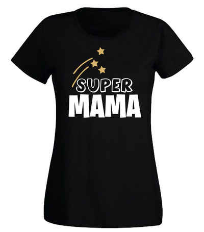G-graphics T-Shirt Damen T-Shirt - Super Mama mit trendigem Frontprint, Slim-fit, Aufdruck auf der Vorderseite, Spruch/Sprüche/Print/Motiv, für jung & alt