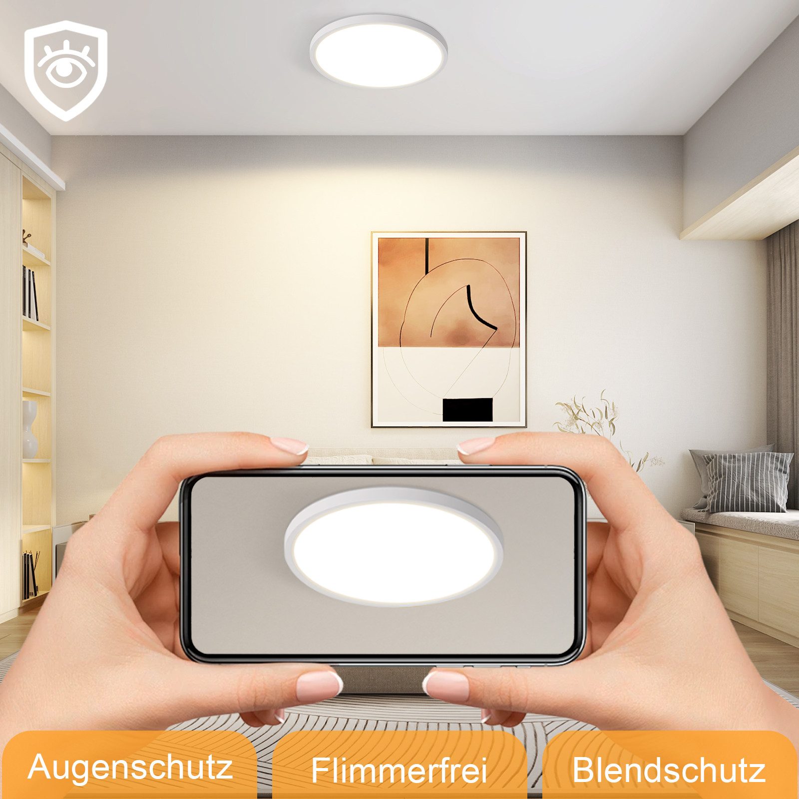 ZMH LED Deckenleuchte Whonzimmer ∅18CM Schwarz/Weiß günstig online kaufen