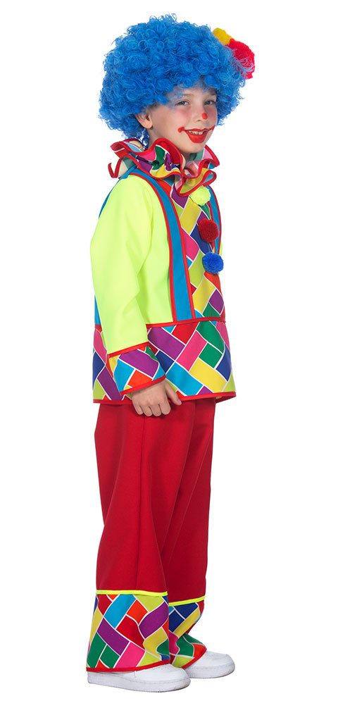 Karneval-Klamotten Clown-Kostüm Kinder kariertes buntes Clownkostüm mit Kragen, Clown Kostüm Narre Pierrot Harlekin Junge Mädchen Kostüm Karneval