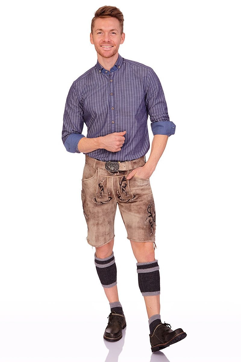 Spieth & Wensky Trachtenlederhose Lederhose Herren kurz - ROLLING - birke