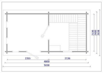 Finn Art Blockhaus Saunahaus Trontheim 4, BxTxH: 480 x 240 x 280 cm, 45 mm, Outdoor Gartensauna, ohne Ofen mit Vorraum