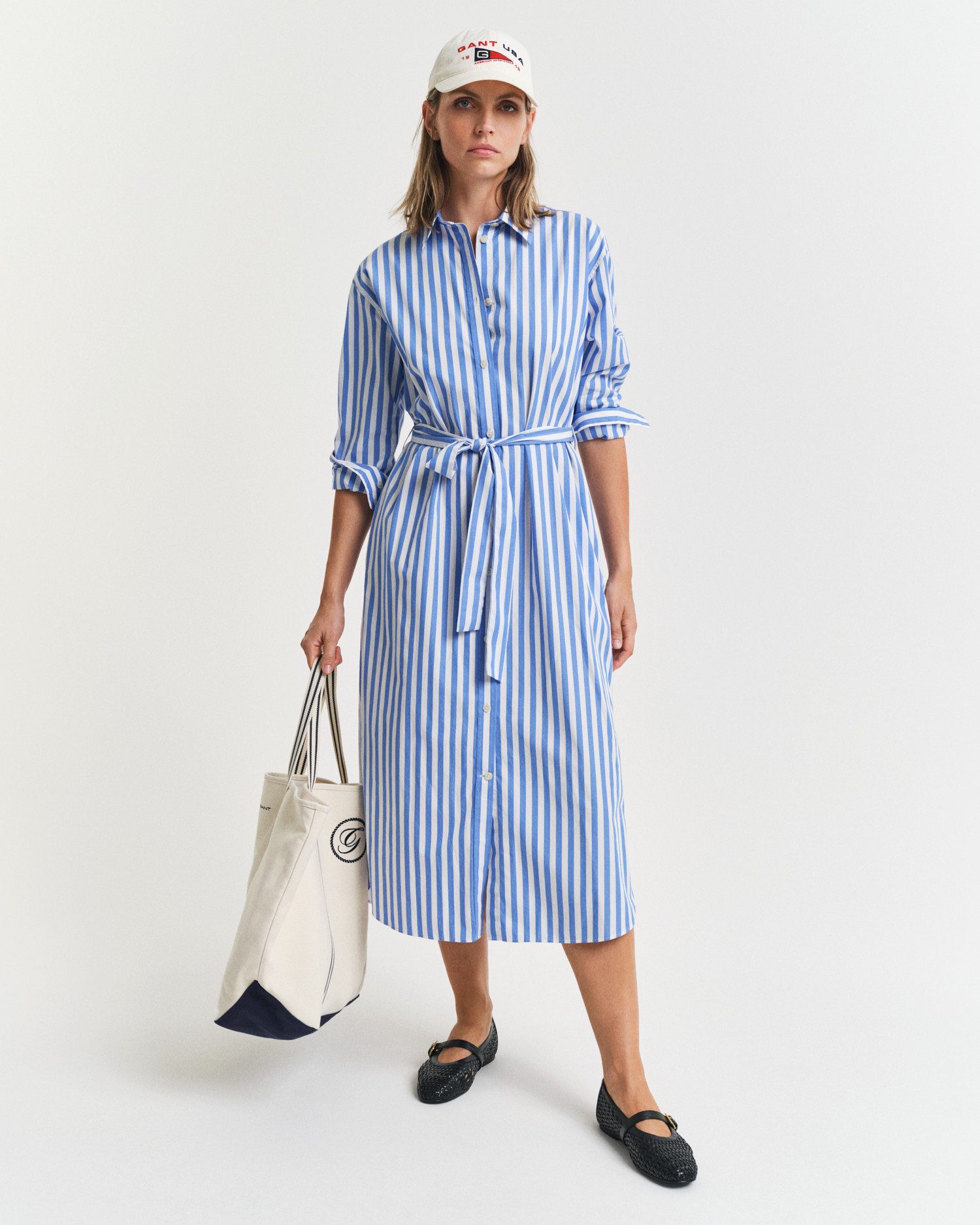 Hemdblusenkleid REL STRIPED POPLIN SHIRT DRESS