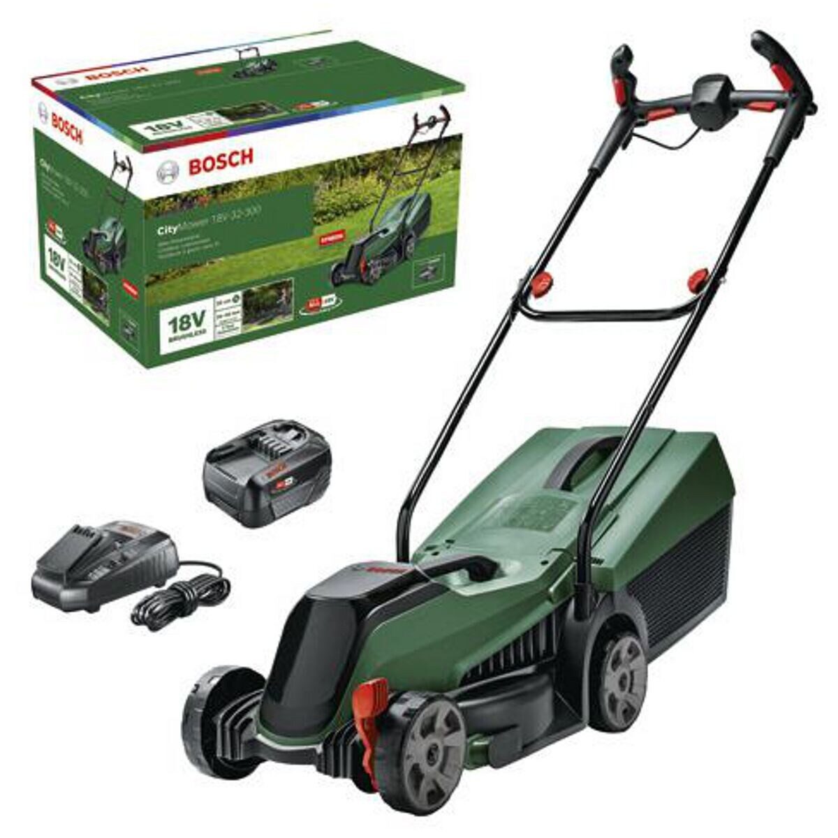 Thumbnail - BOSCH Akkurasenmäher CityMower 18V-32-300, 32 cm Schnittbreite, 32 cm Schnittbreite, inkl. Akku/ Ladegerät