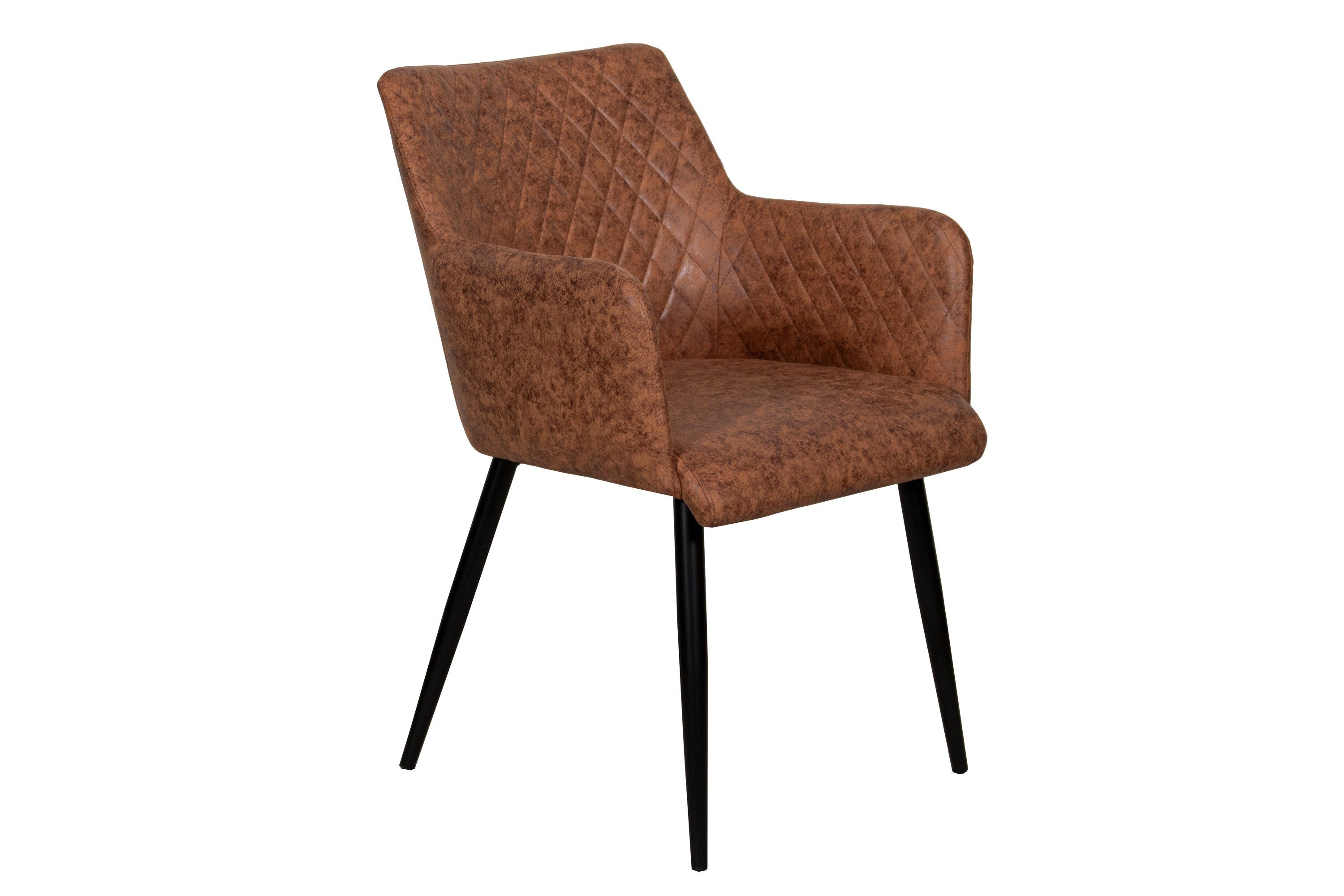 Junado® Armlehnstuhl Rose, eleganter Stuhl mit Kunstlederbezug und Rautenmuster wildleder